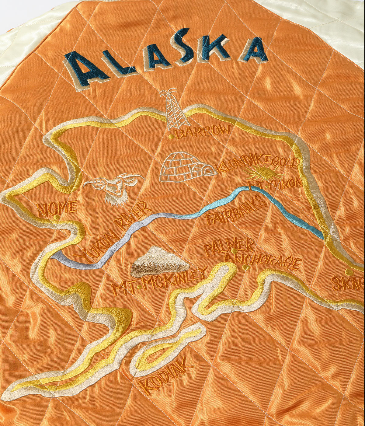 TAILOR TOYO / Lot No. TT15792-119 / Late 1950s Style Velveteen Souvenir Jacket “POLAR BEAR” × “ALASKA MAP”