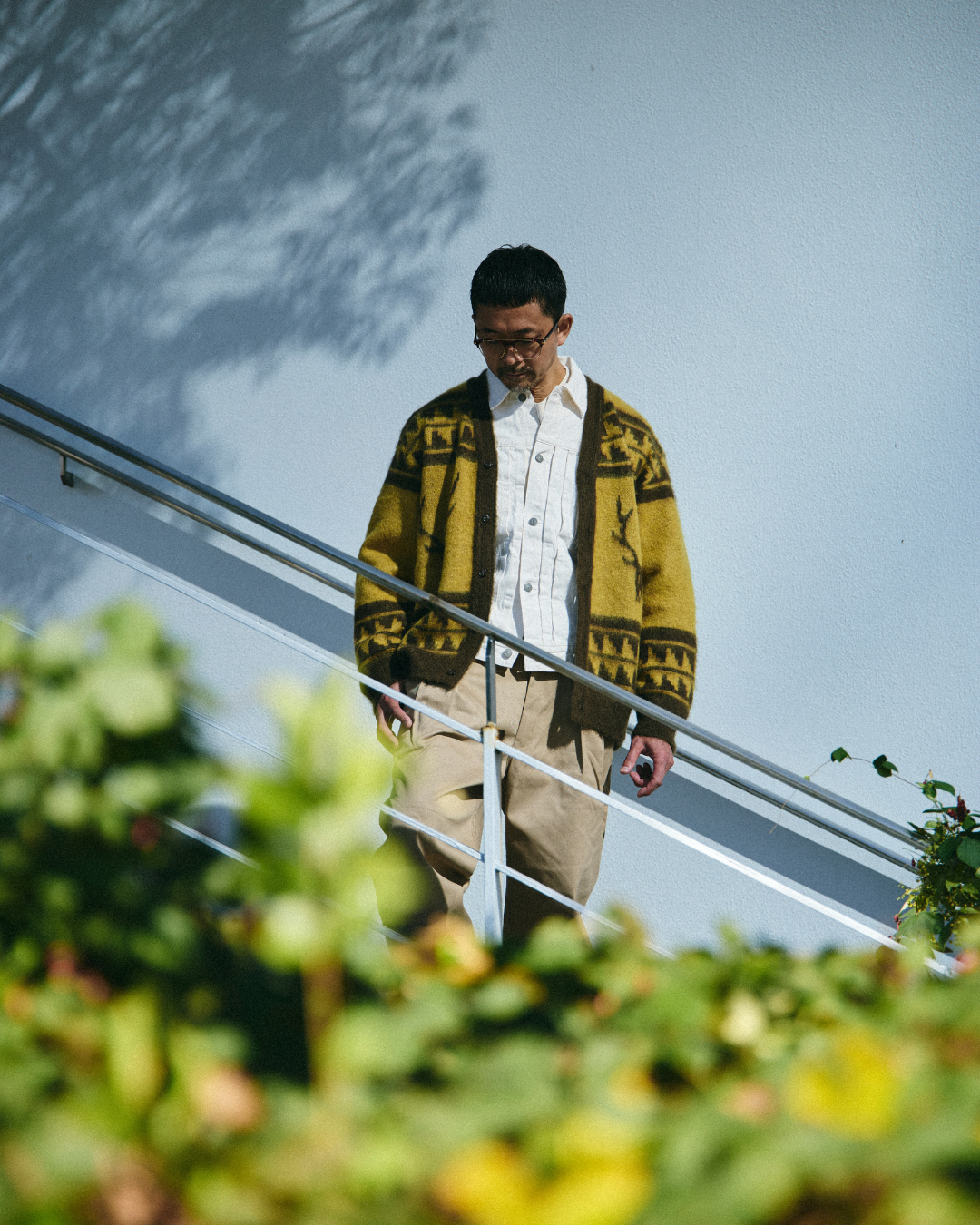 South2west8 / Mohair V Neck Cardigan Sweater - Nordic Skull