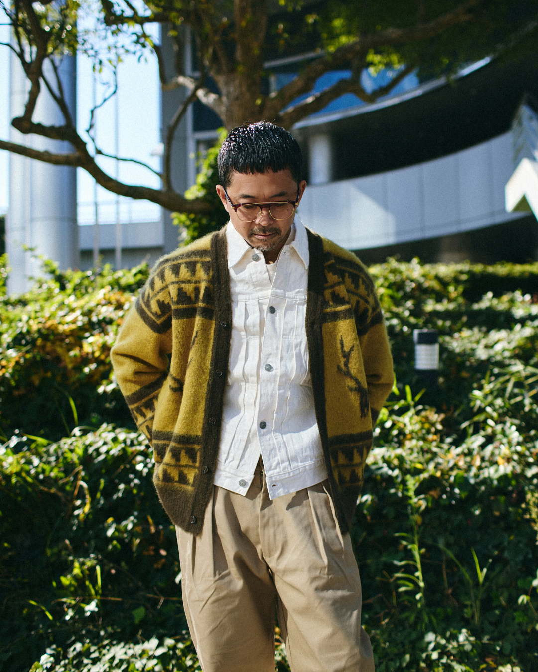 South2west8 / Mohair V Neck Cardigan Sweater - Nordic Skull