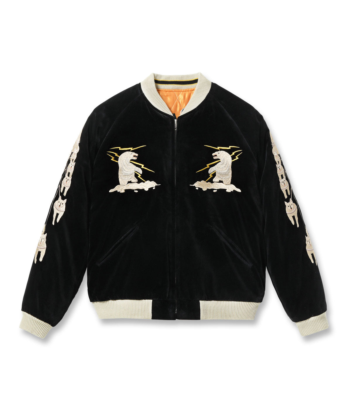 TAILOR TOYO / Lot No. TT15792-119 / Late 1950s Style Velveteen Souvenir Jacket “POLAR BEAR” × “ALASKA MAP”