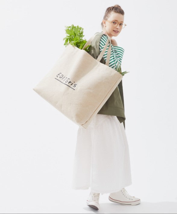 EDIT Gris / ロゴ刺繍ビッグジュートバッグ