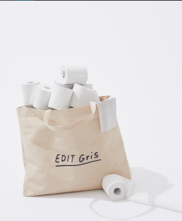 EDIT Gris / ロゴ刺繍ビッグジュートバッグ