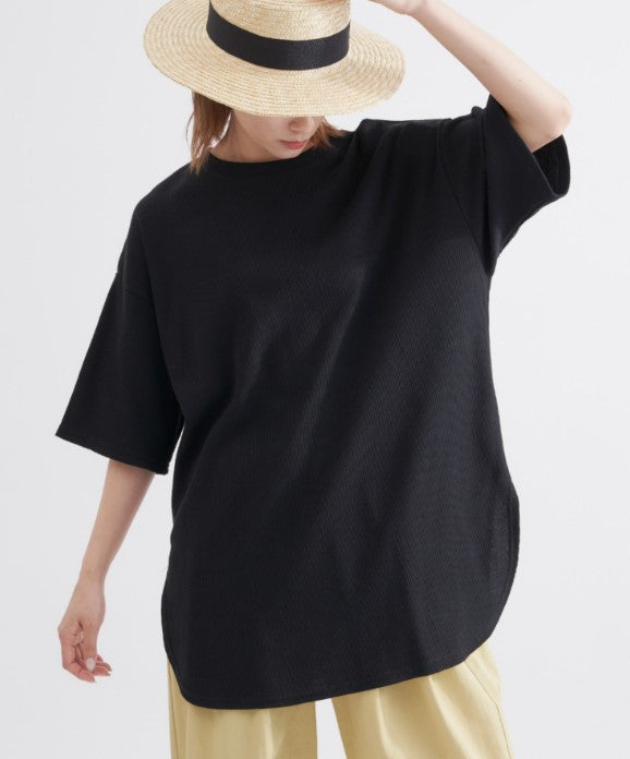 EDIT Gris / ビッグシルエットワッフル半袖Tシャツ
