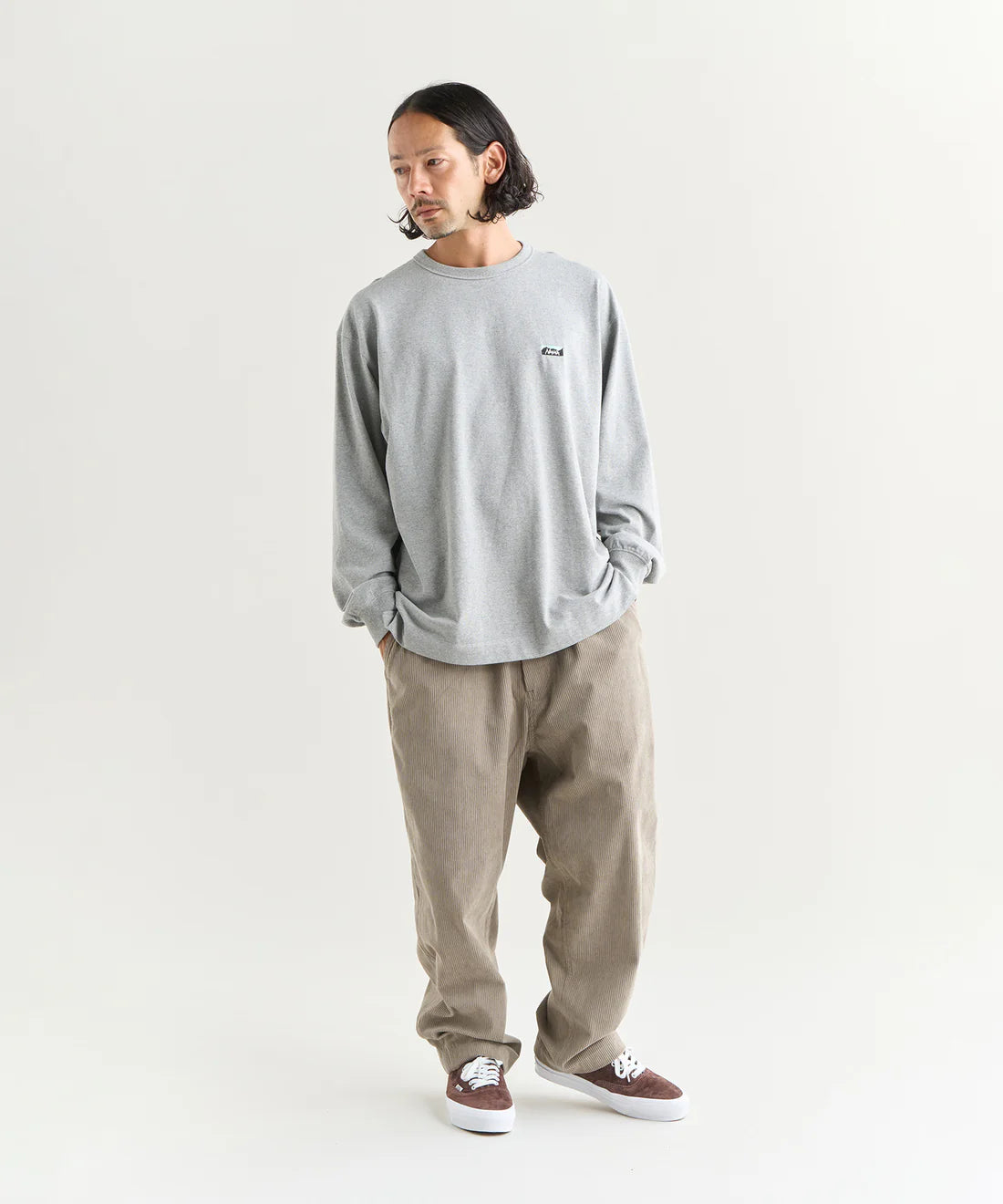 NANGA / ECO HYBRID BOX LOGO EMBROIDERY L/S TEE(UNISEX)