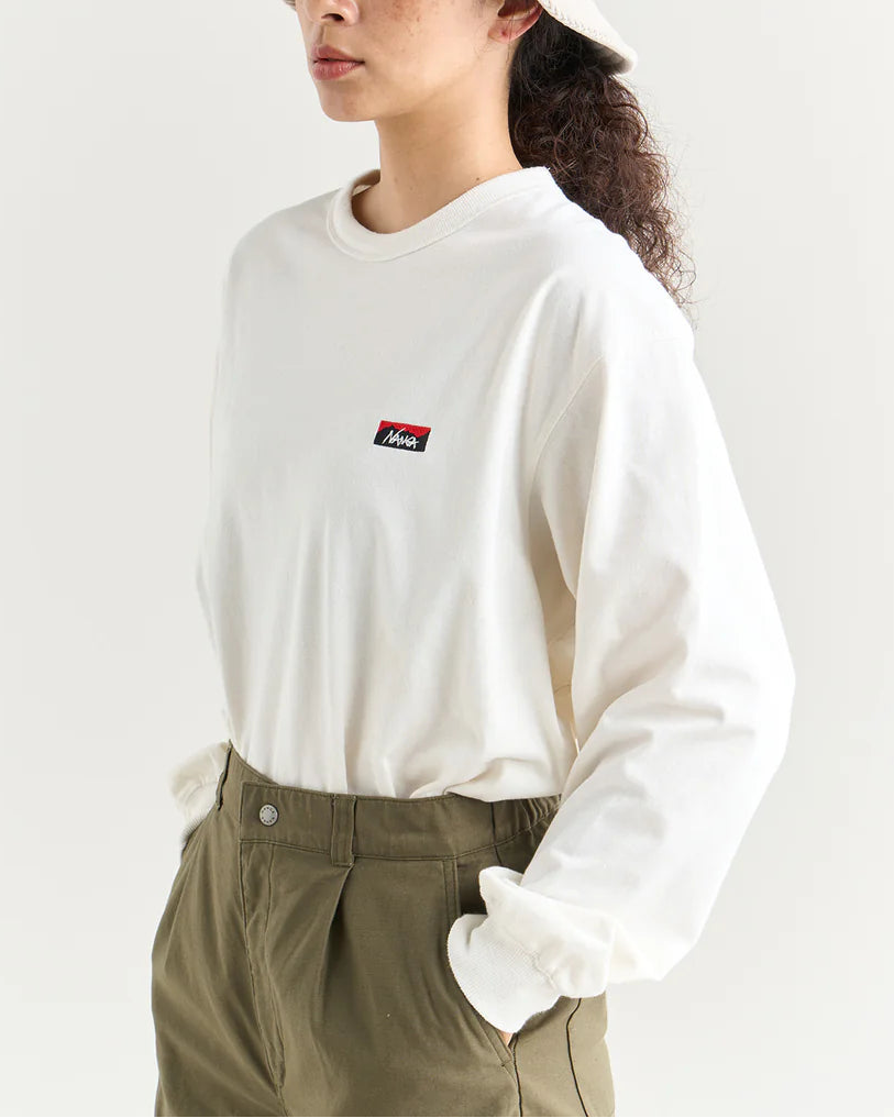 NANGA / ECO HYBRID BOX LOGO EMBROIDERY L/S TEE(UNISEX)