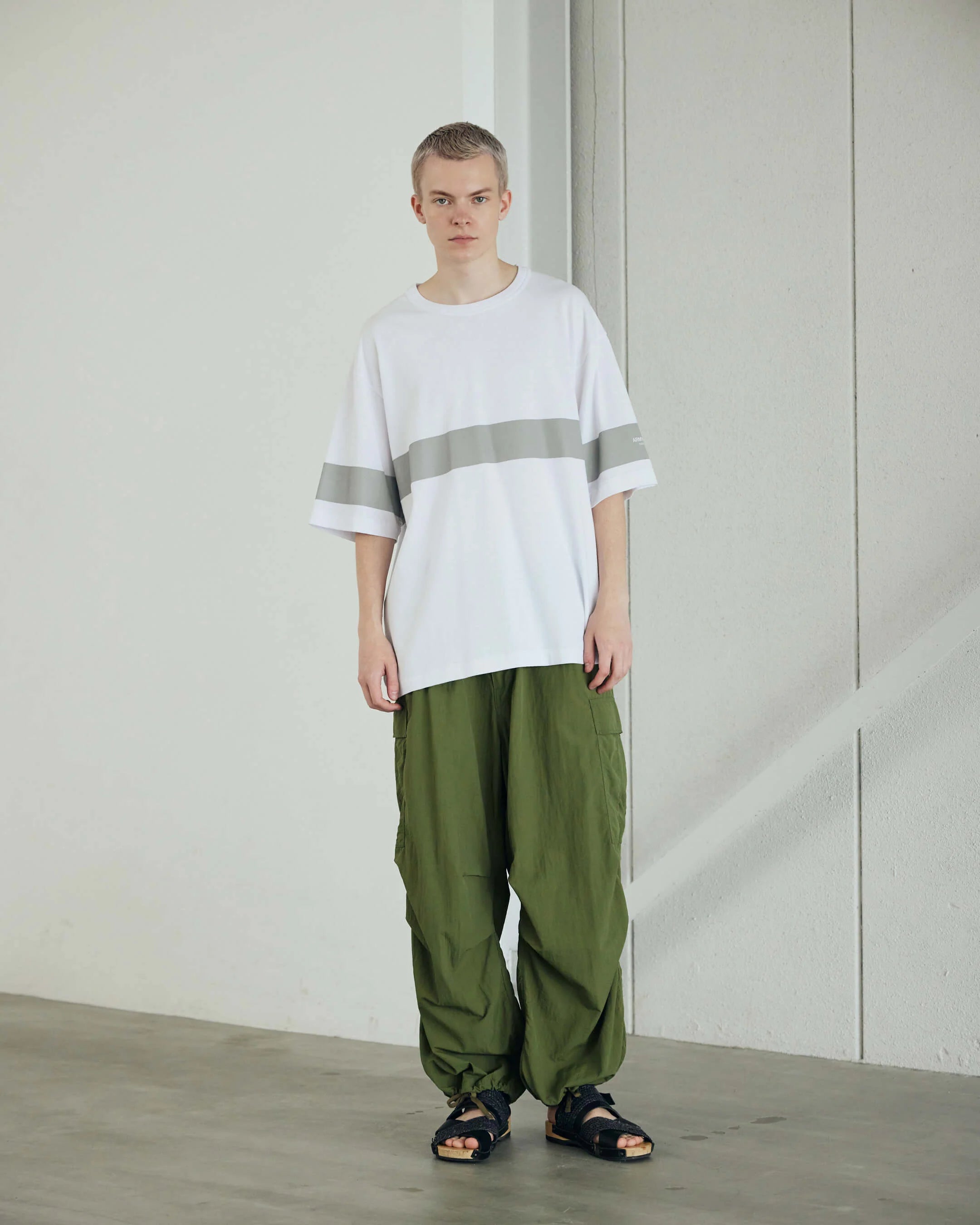 ARMY TWILL / 30/2 OE Half Sleeve Print Tee_Line