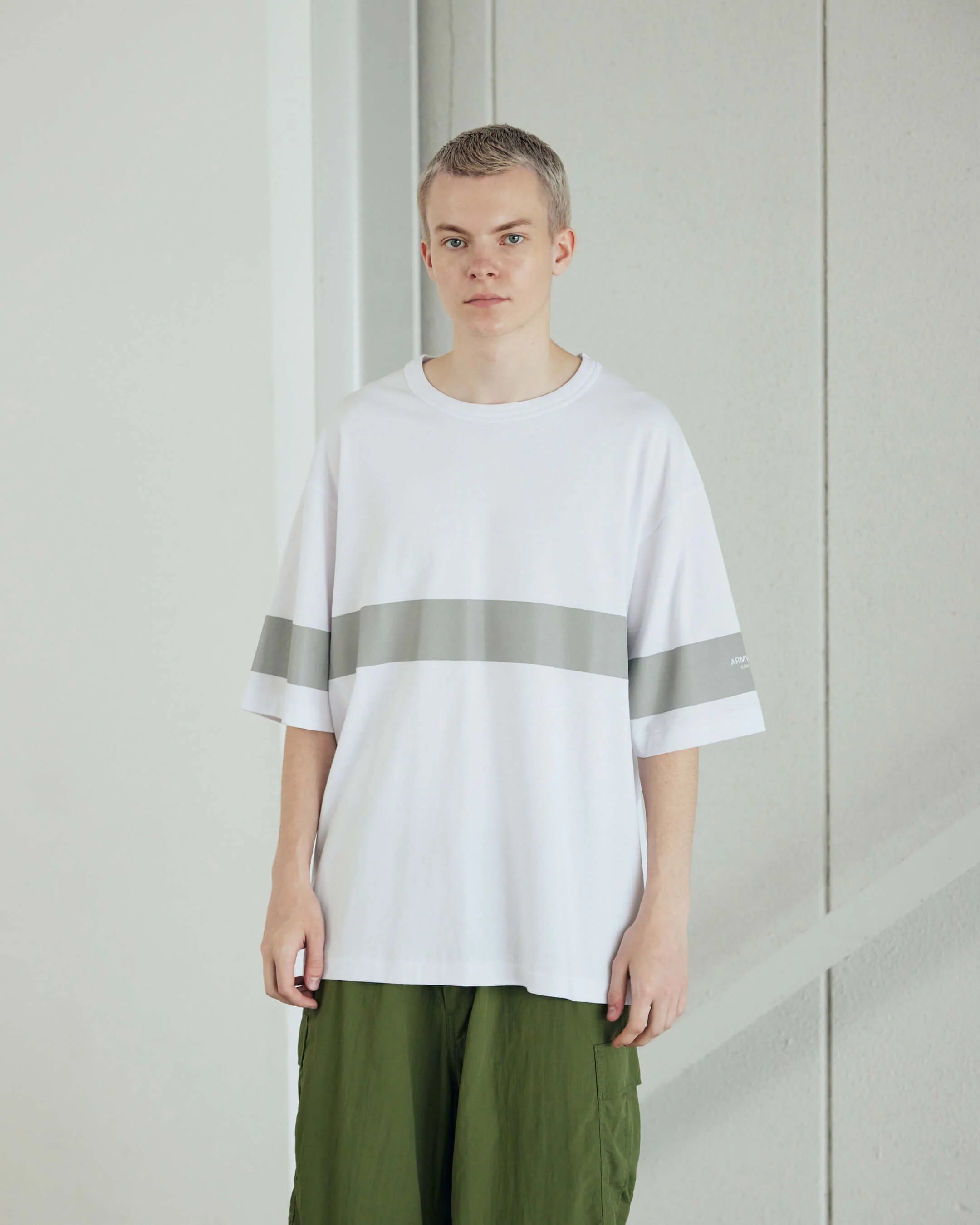 ARMY TWILL / 30/2 OE Half Sleeve Print Tee_Line