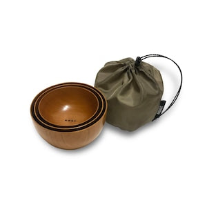 &NUT / WOODEN CAMP BOWL SET OF 3PCS BROWN