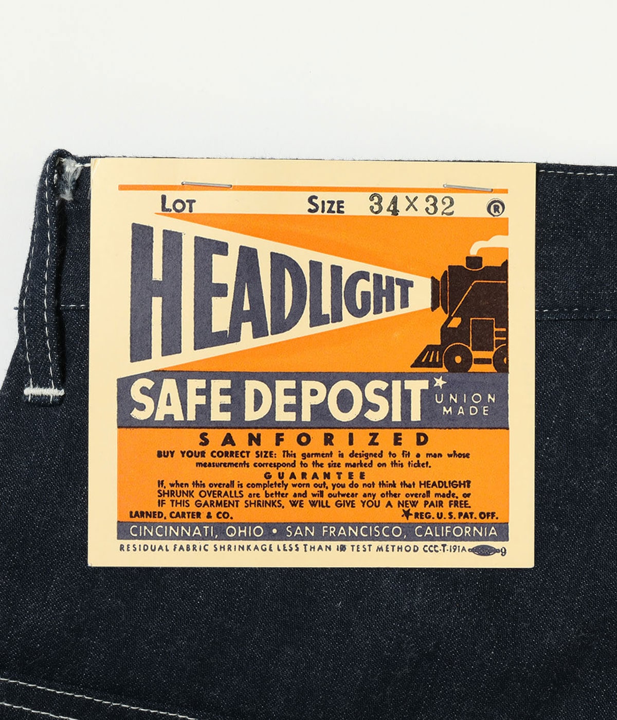 SUGAR CANE / Lot No. HD42555 / HEADLIGHT 11oz. BLUE DENIM ZIP FLY DUNGAREES