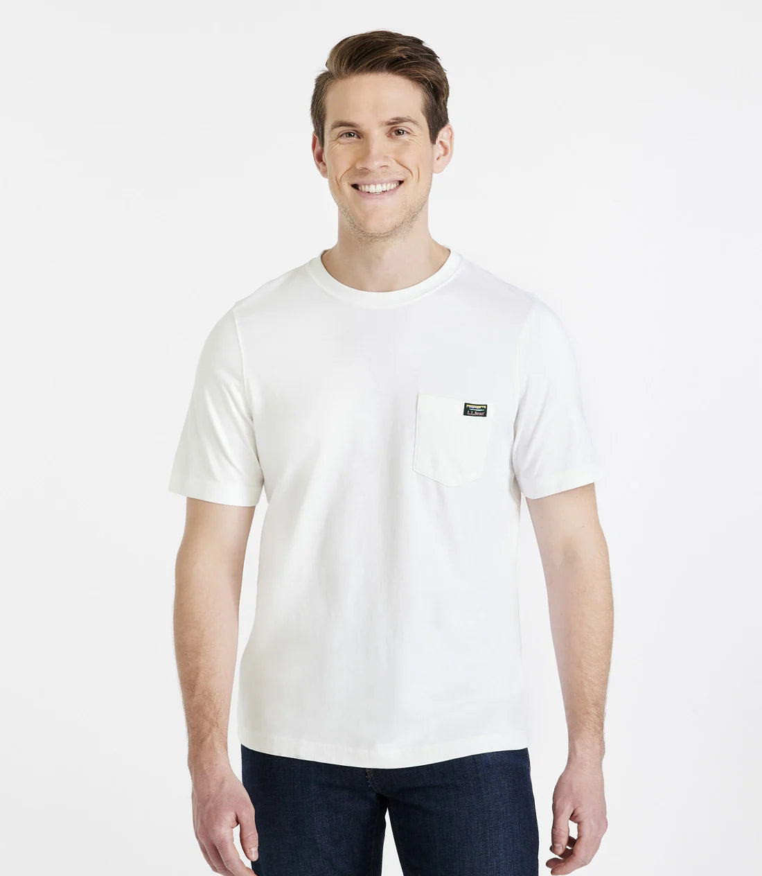 L.L.Bean / Men's Japan Fit Carefree Unshrinkable Tee, Short-Sleeve with Pocket Katahdin Logo
