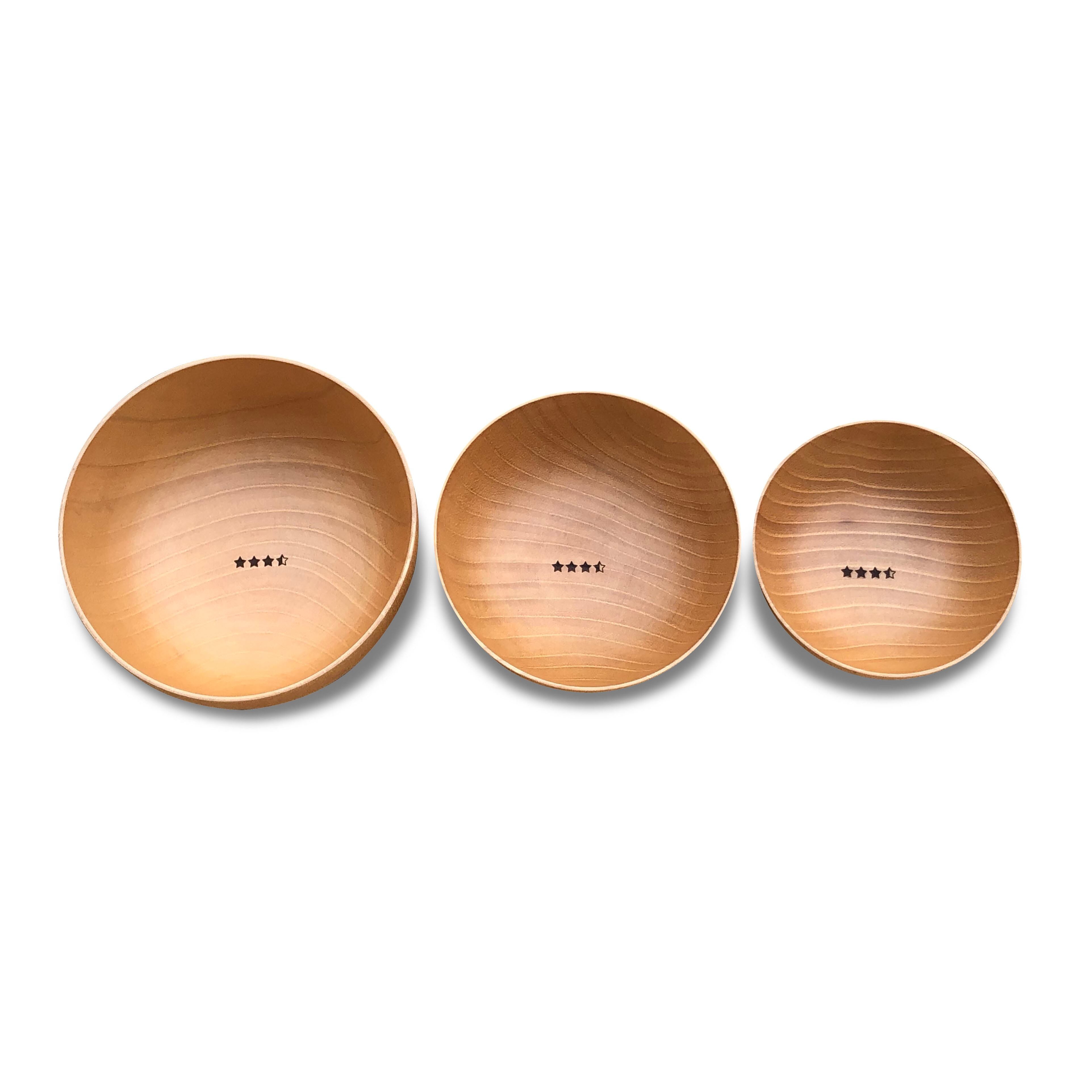 &NUT / WOODEN CAMP BOWL SET OF 3PCS BROWN