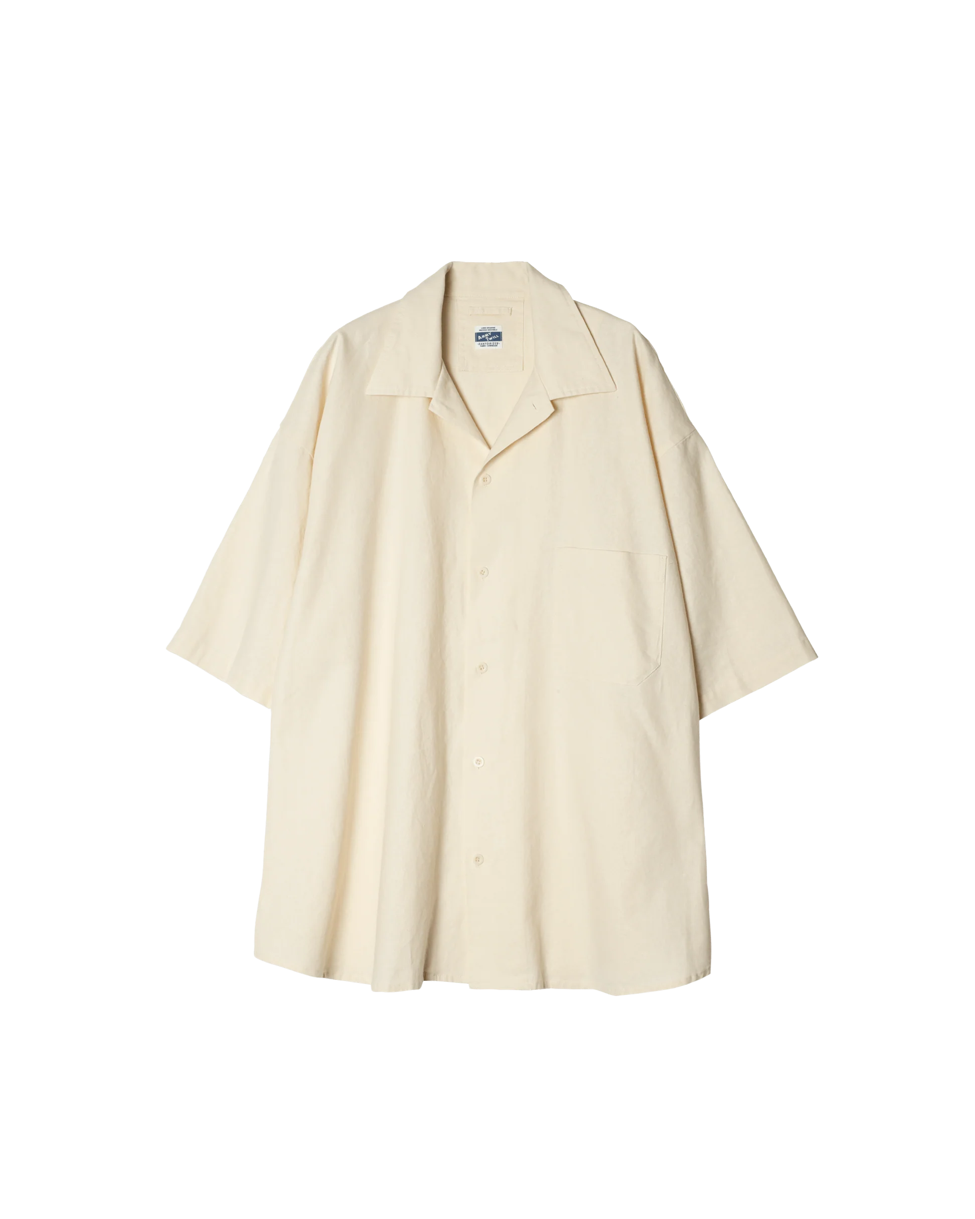 ARMY TWILL / Cotton Linen Slab Big Half Sleeve Shirt