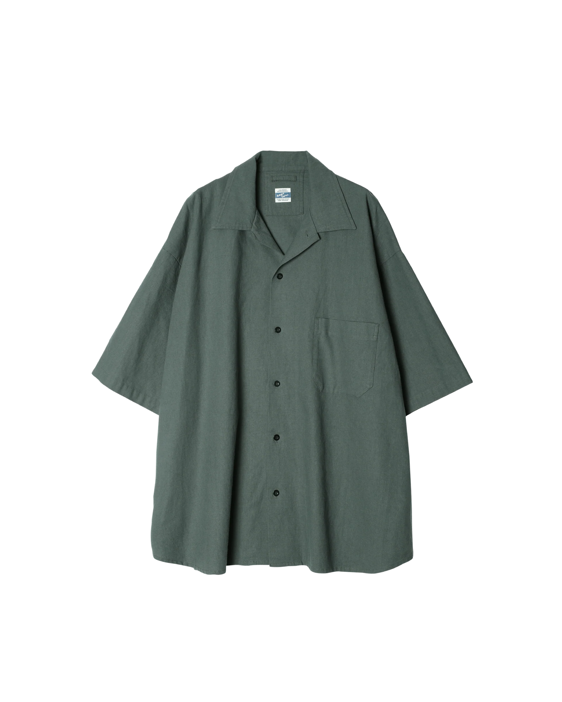 ARMY TWILL / Cotton Linen Slab Big Half Sleeve Shirt