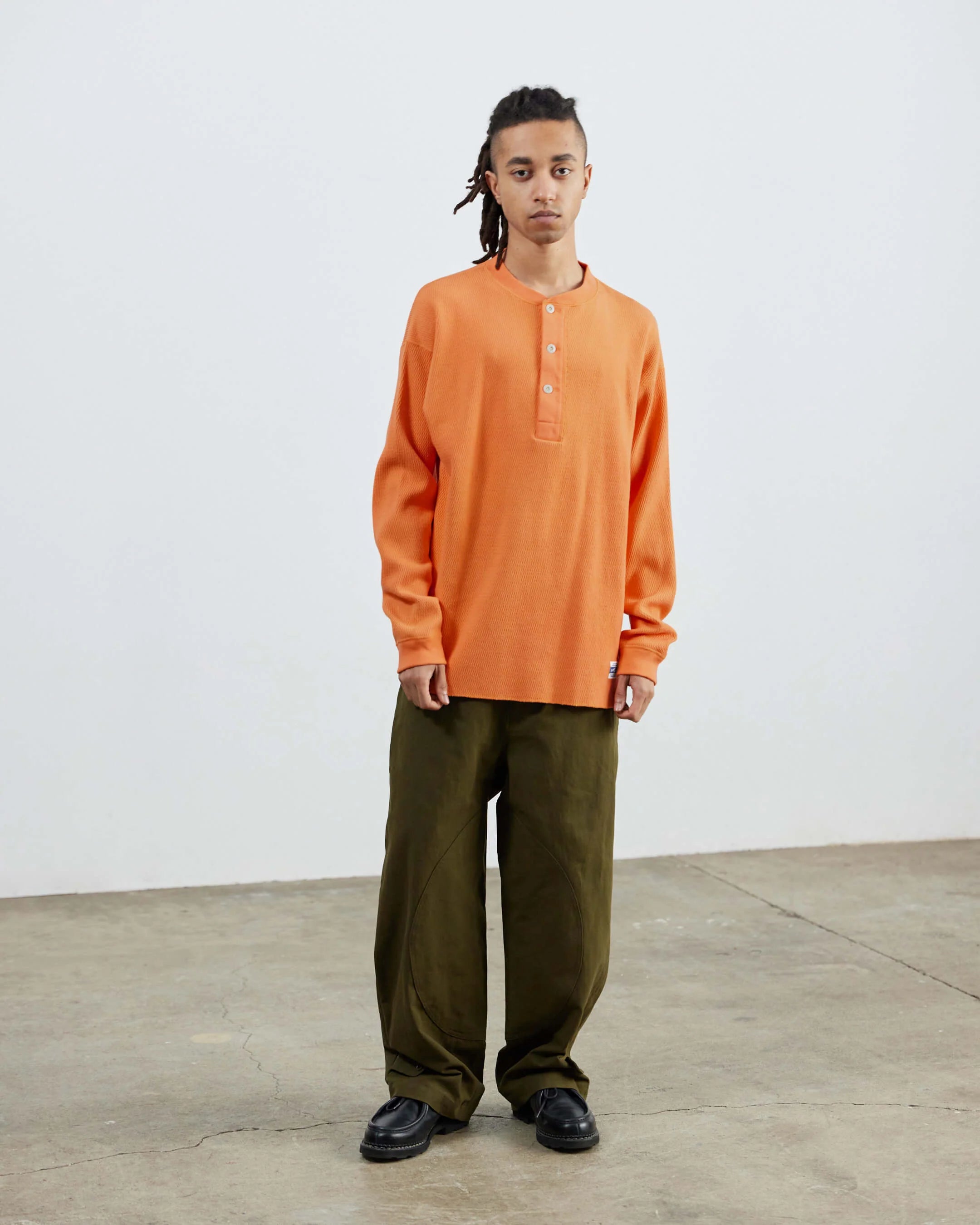 ARMY TWILL / Honeycomb Henley LS Tee