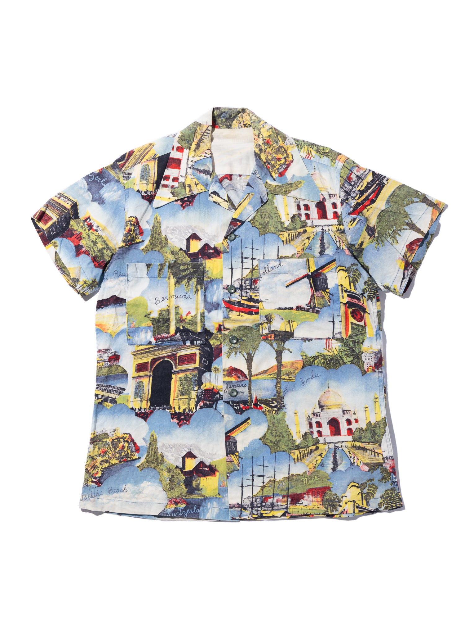 NorMo Vintage / VTG-HAWAIAN SHIRTS 50's~60’s PICTURE ”風景 建物柄”