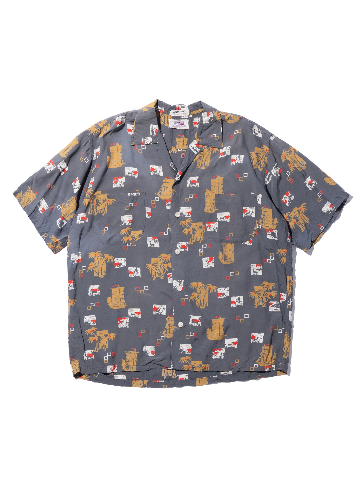 NorMo Vintage / VTG-HAWAIAN SHIRTS ”帆船 パームツリー柄” DUKE KANAHAMOKU