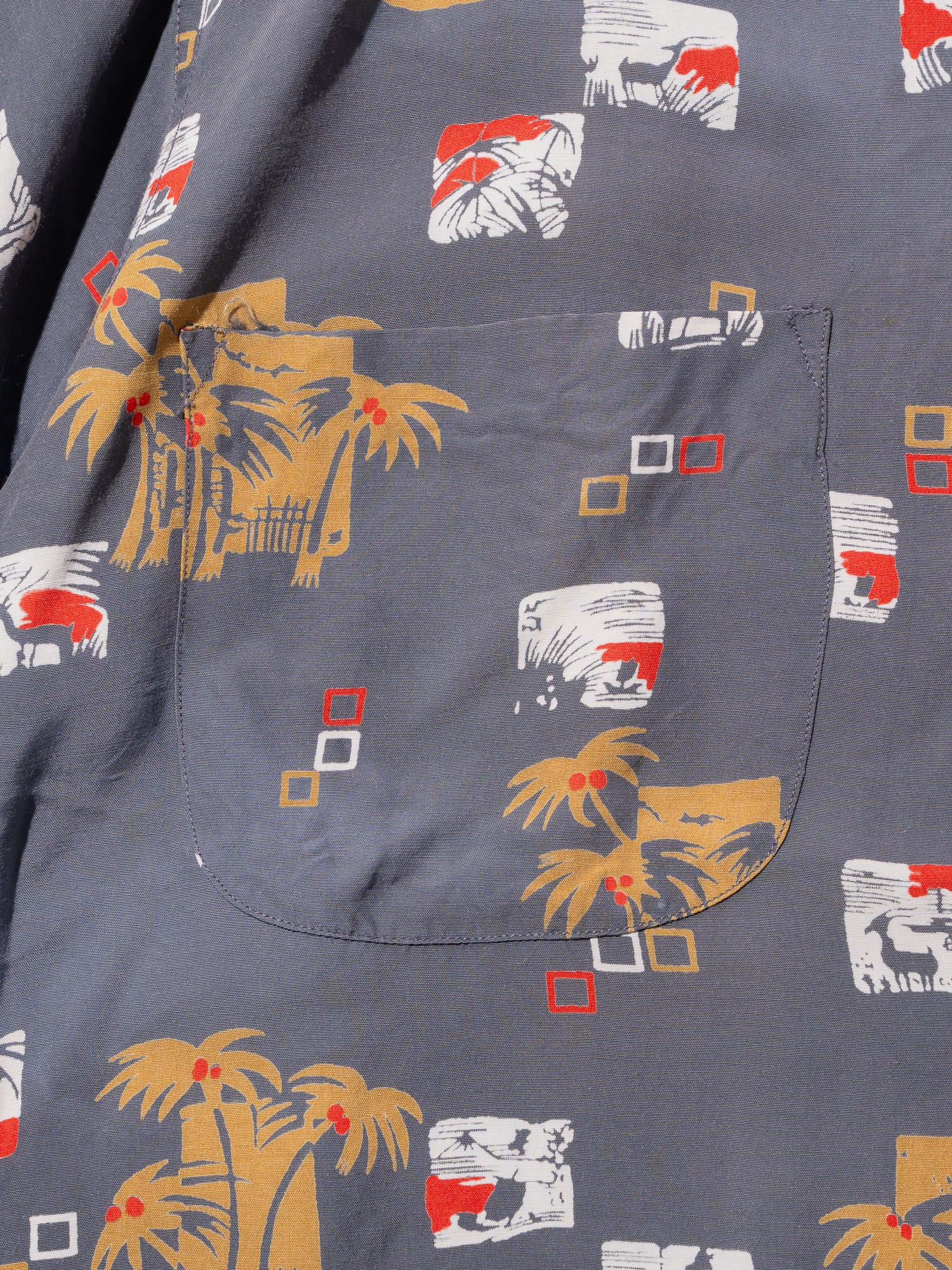 NorMo Vintage / VTG-HAWAIAN SHIRTS ”帆船 パームツリー柄” DUKE KANAHAMOKU