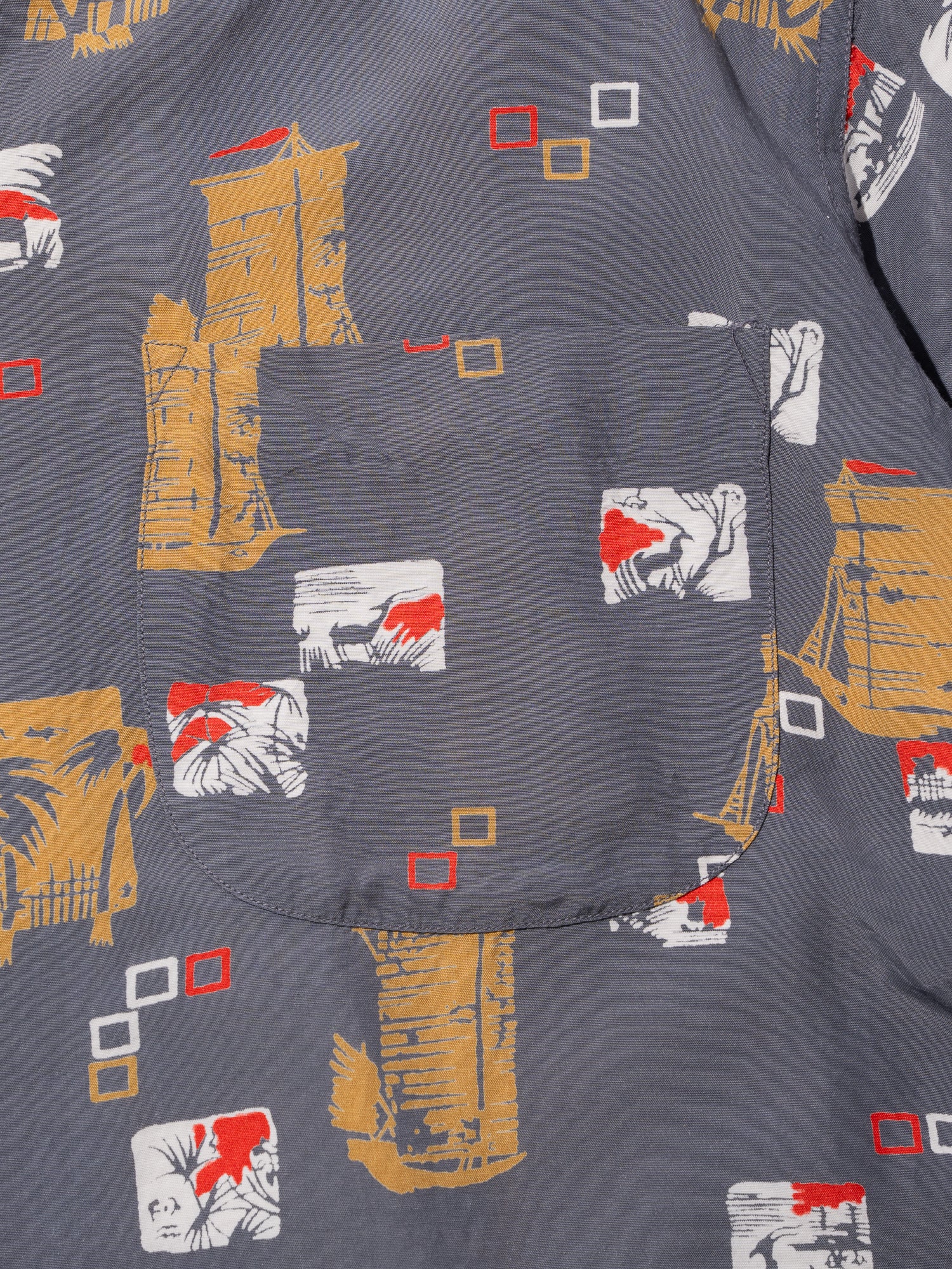 NorMo Vintage / VTG-HAWAIAN SHIRTS ”帆船 パームツリー柄” DUKE KANAHAMOKU