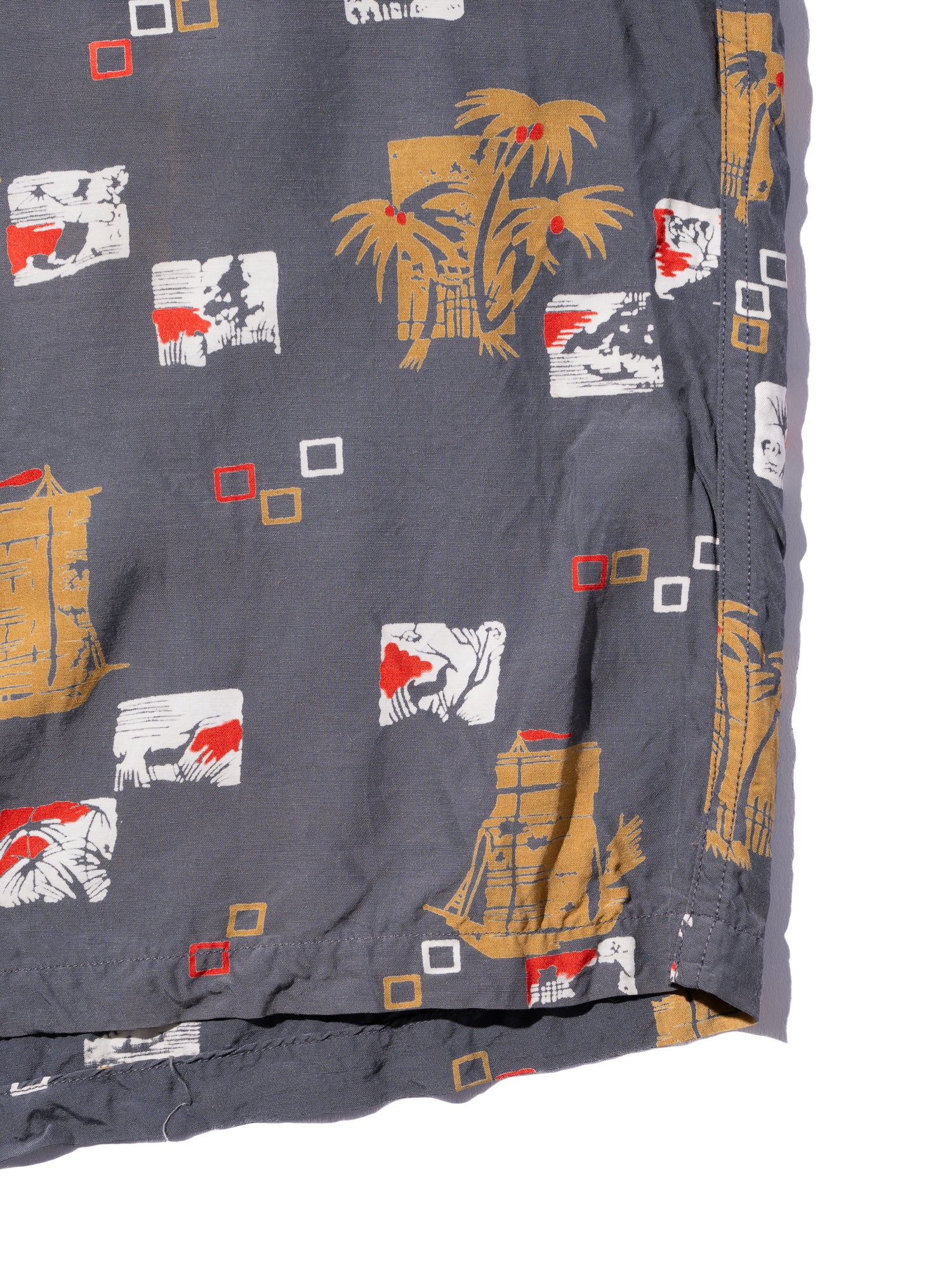 NorMo Vintage / VTG-HAWAIAN SHIRTS ”帆船 パームツリー柄” DUKE KANAHAMOKU