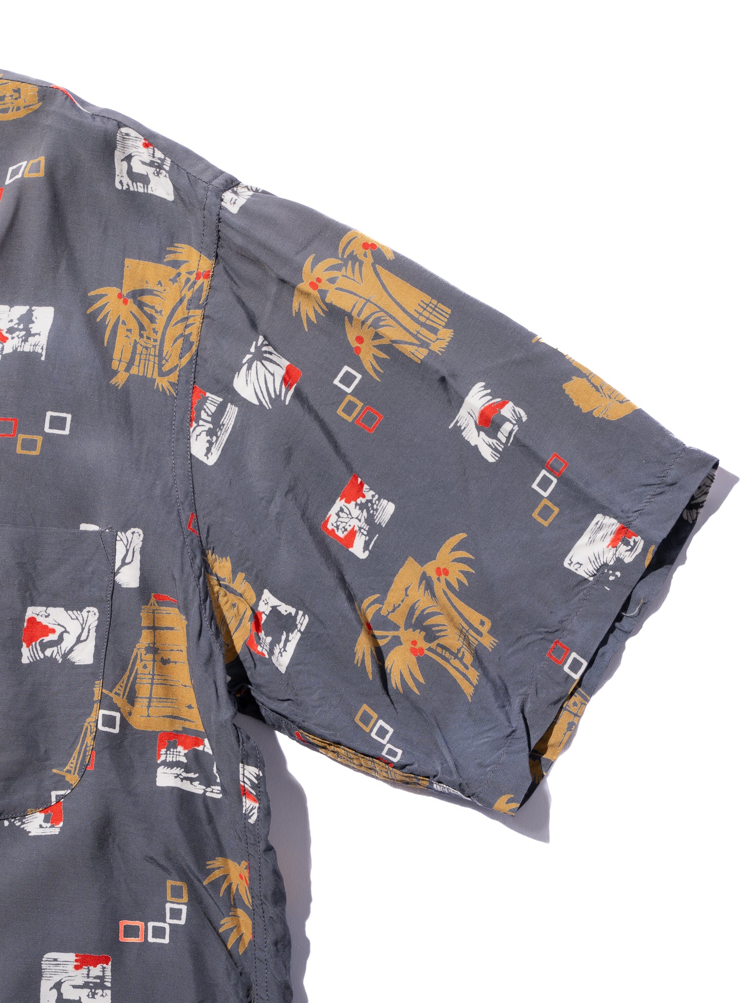 NorMo Vintage / VTG-HAWAIAN SHIRTS ”帆船 パームツリー柄” DUKE KANAHAMOKU