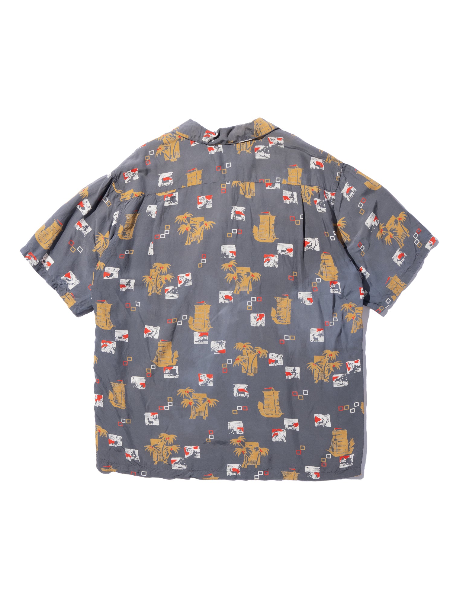 NorMo Vintage / VTG-HAWAIAN SHIRTS ”帆船 パームツリー柄” DUKE KANAHAMOKU