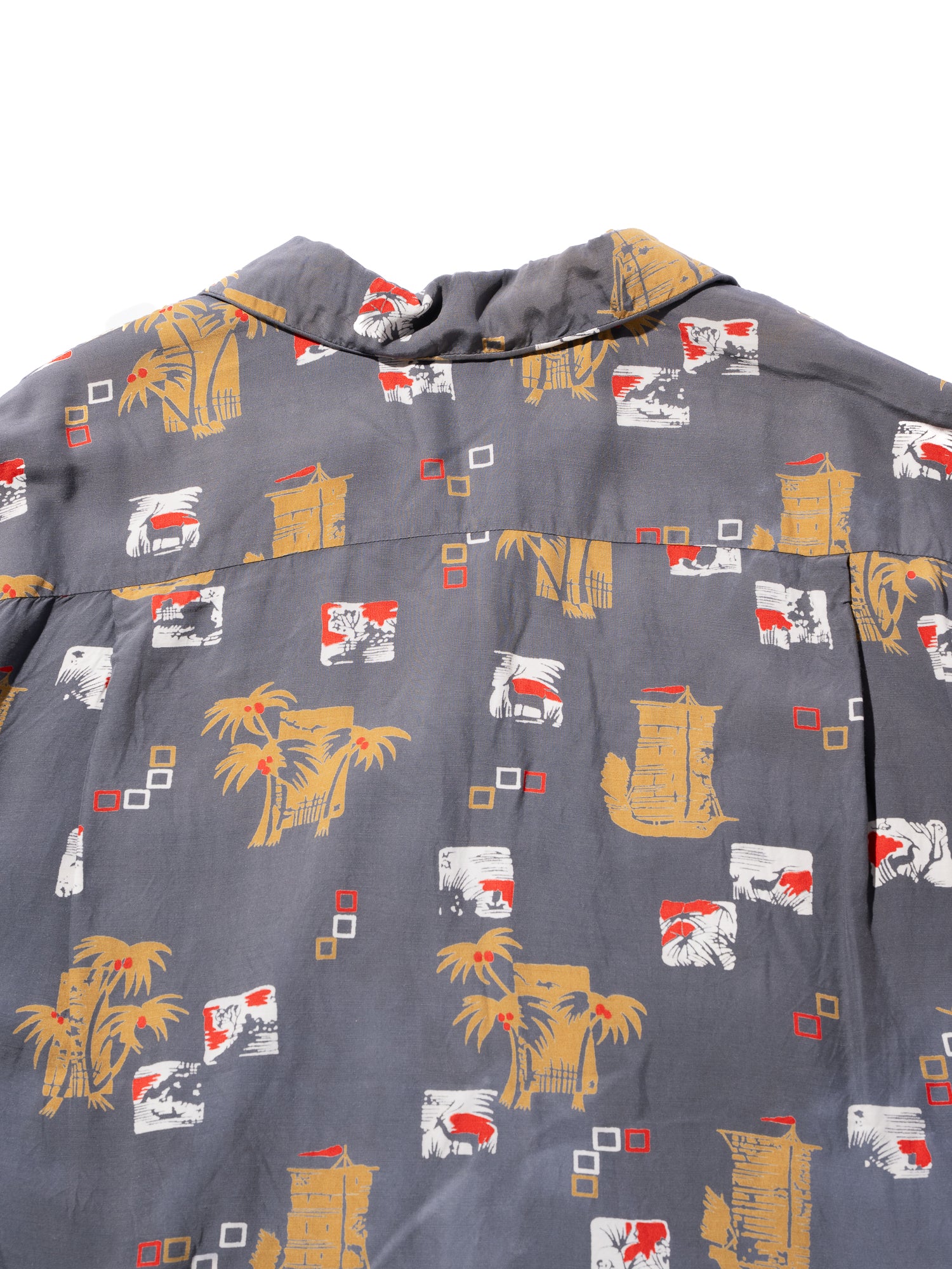 NorMo Vintage / VTG-HAWAIAN SHIRTS ”帆船 パームツリー柄” DUKE KANAHAMOKU