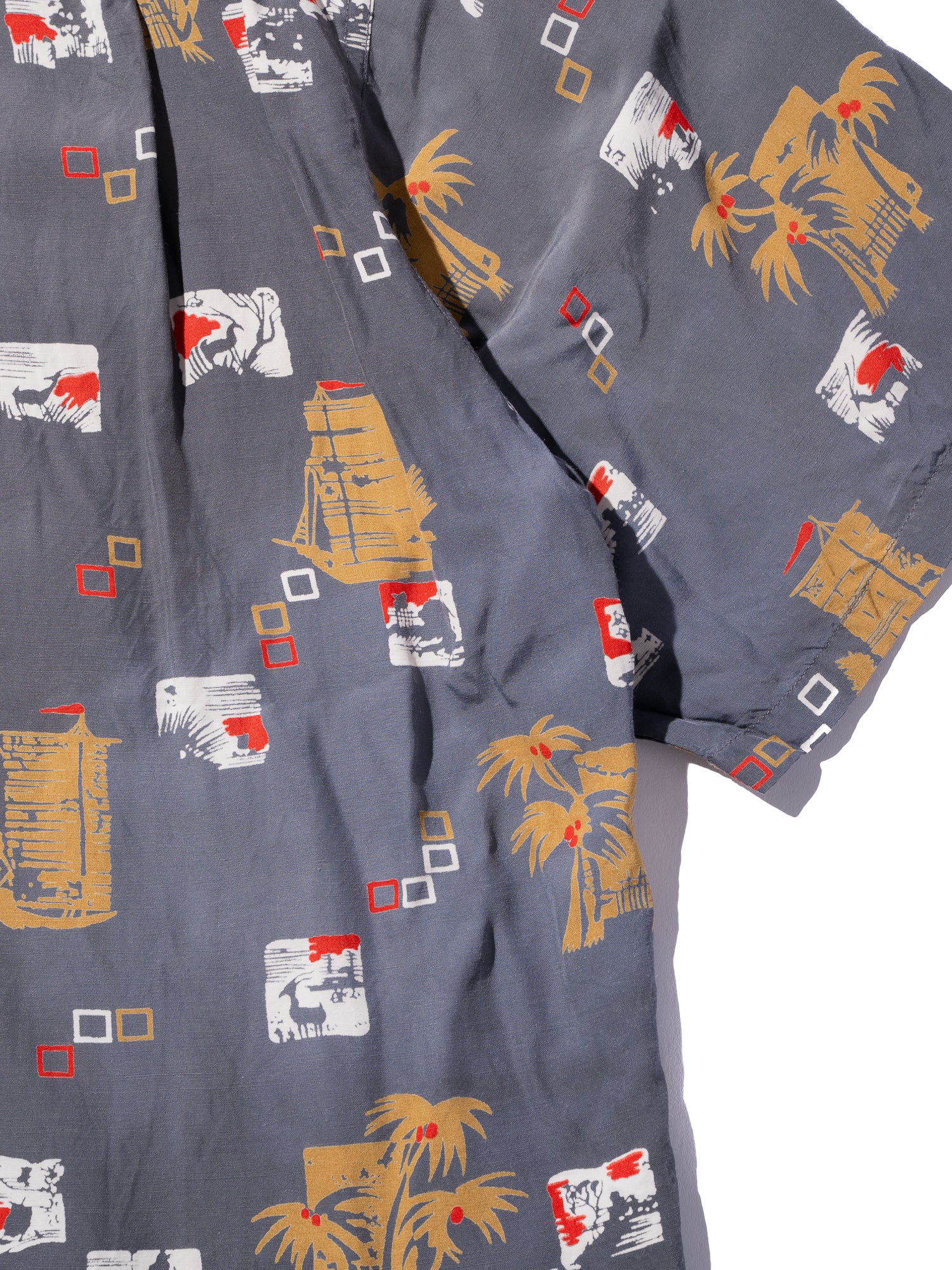 NorMo Vintage / VTG-HAWAIAN SHIRTS ”帆船 パームツリー柄” DUKE KANAHAMOKU