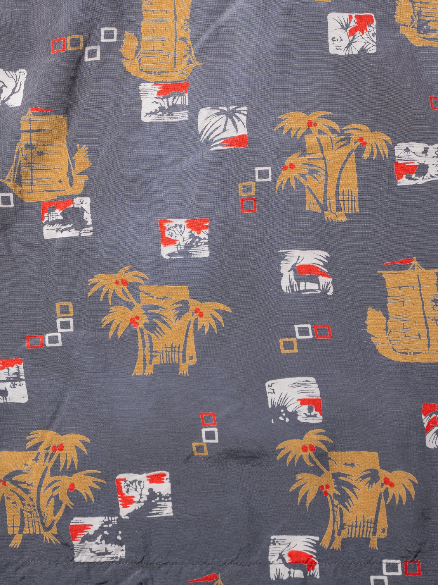 NorMo Vintage / VTG-HAWAIAN SHIRTS ”帆船 パームツリー柄” DUKE KANAHAMOKU