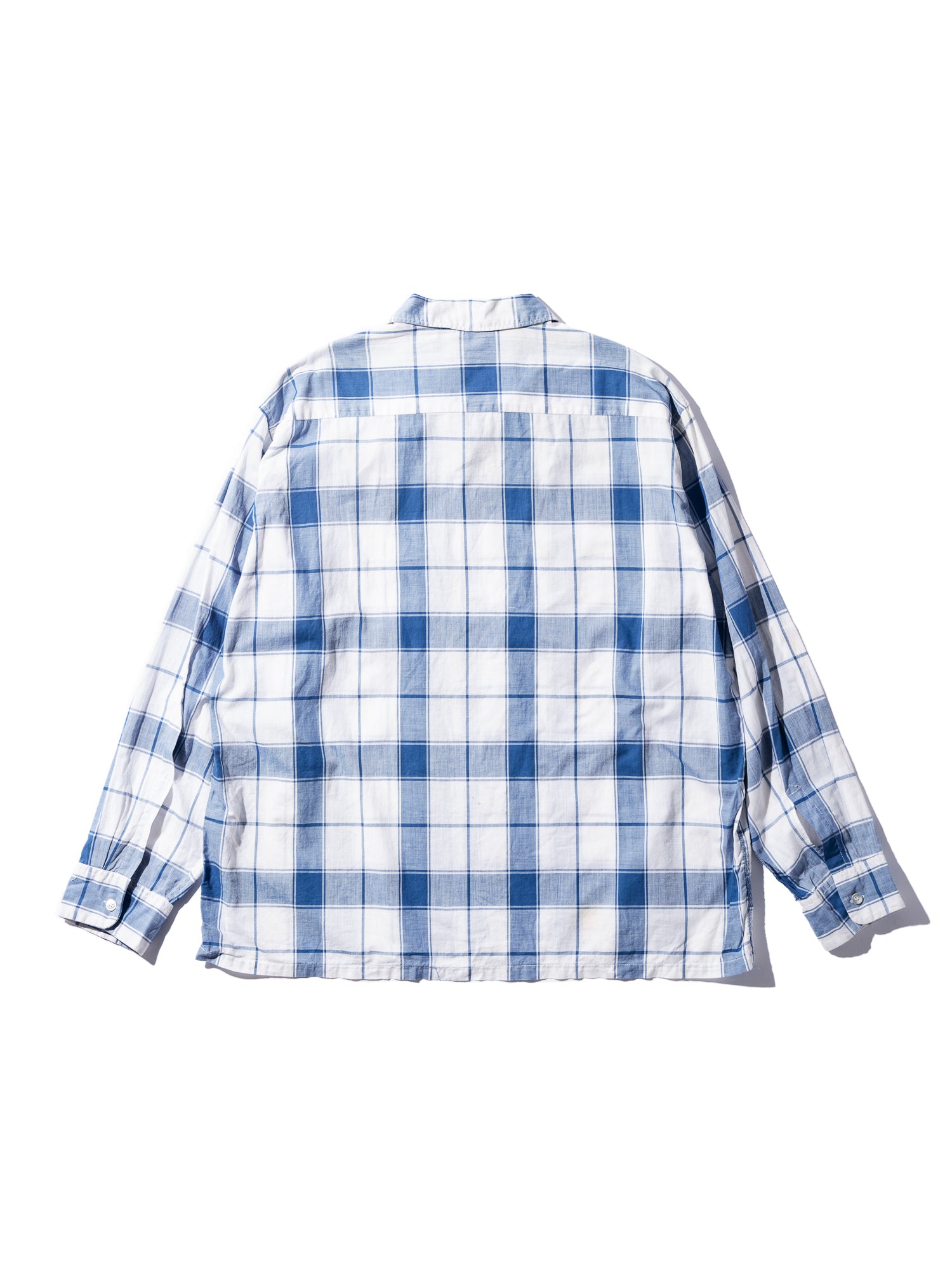 NorMo Vintage / 50's 60's "TOWNCRAFT" BLUE CHECK OPEN COLLAR SHIRTS SIZE XL