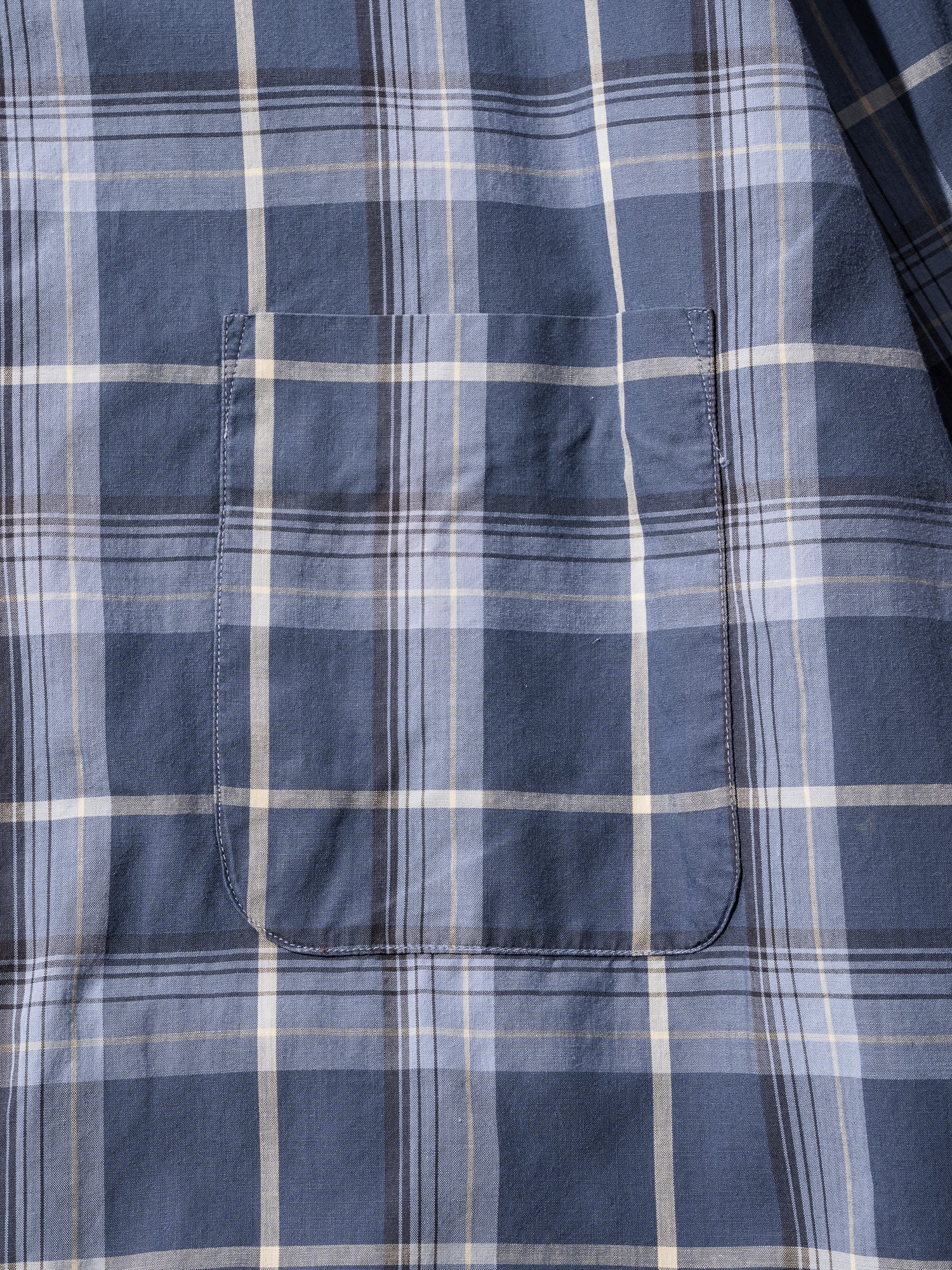 NorMo Vintage / 50's 60's "PENNLEIGH" BLUE CHECK OPEN COLLAR SHIRTS SIZE L