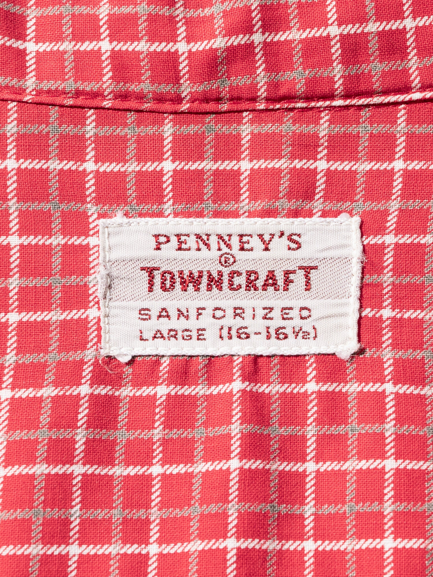 NorMo Vintage / 50's 60's "TOWNCRAFT" RED CHECK OPEN COLLAR SHIRTS SIZE XL