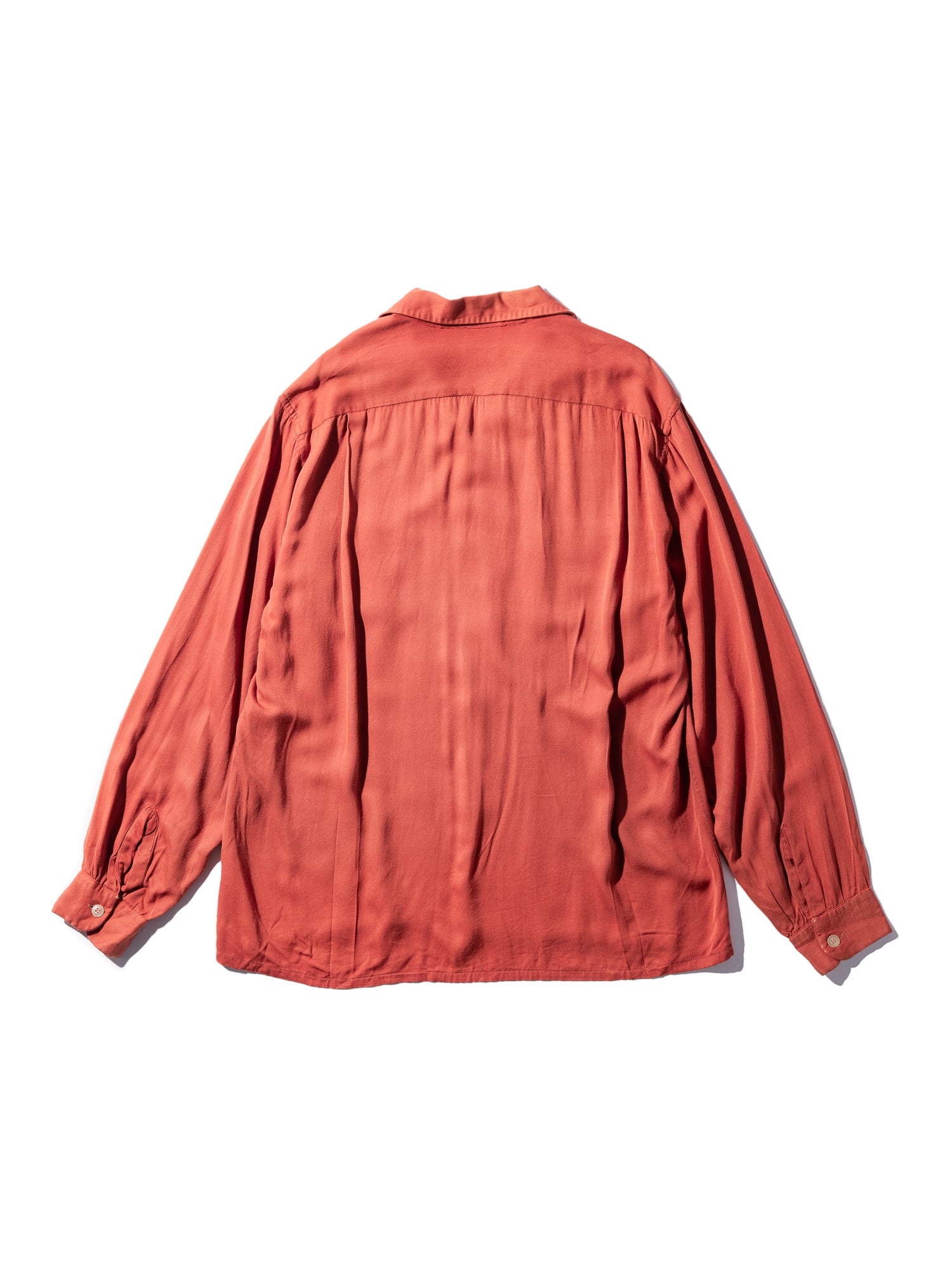 NorMo Vintage / 50's 60's "PILGRIM" RED OPEN COLLAR RAYON SHIRTS SIZE XL