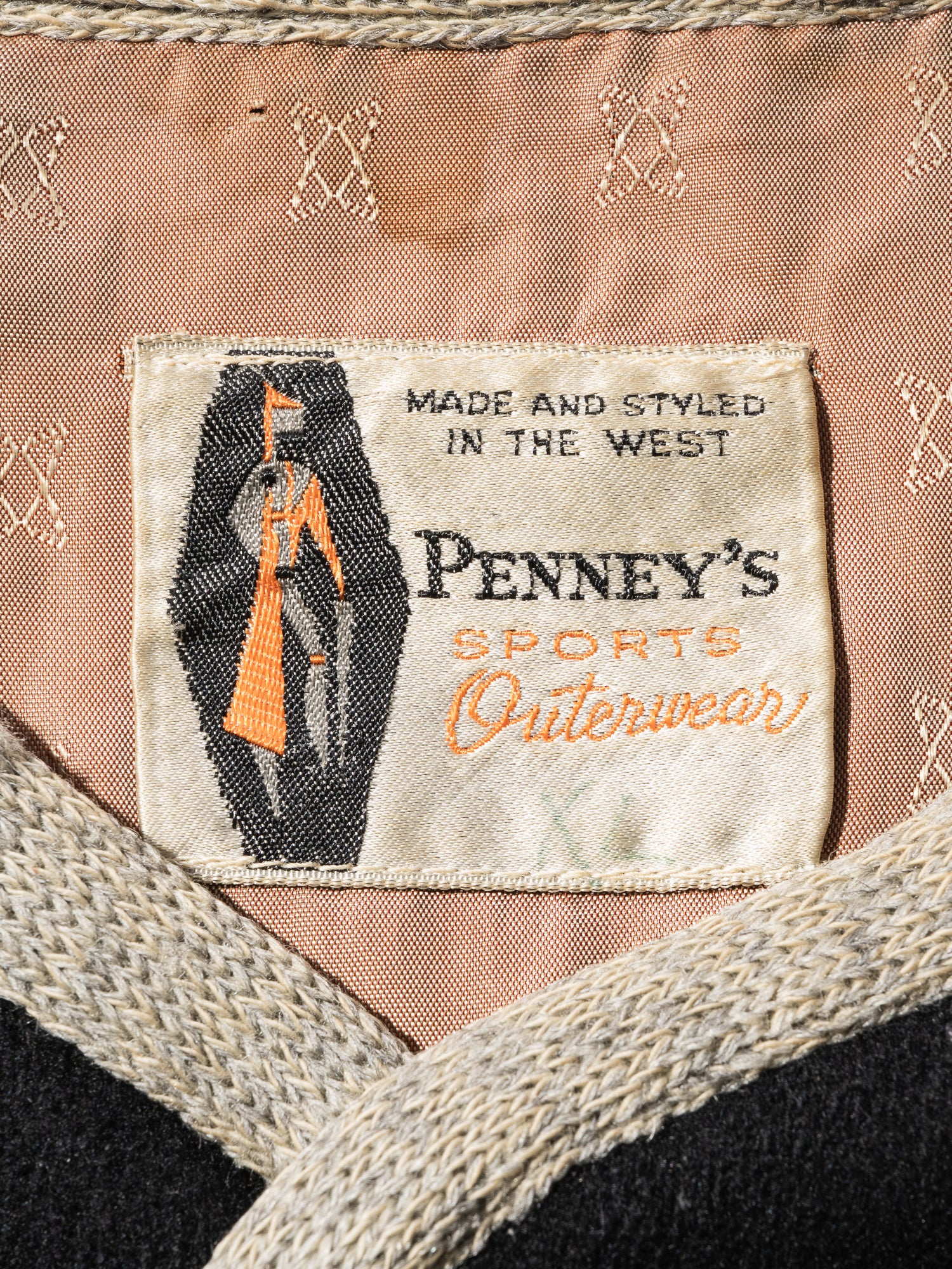 NorMo Vintage / 50's "PENNY'S" WOOL JK BLK SIZE L OLD LABEL SPORTS OUTER WEAR