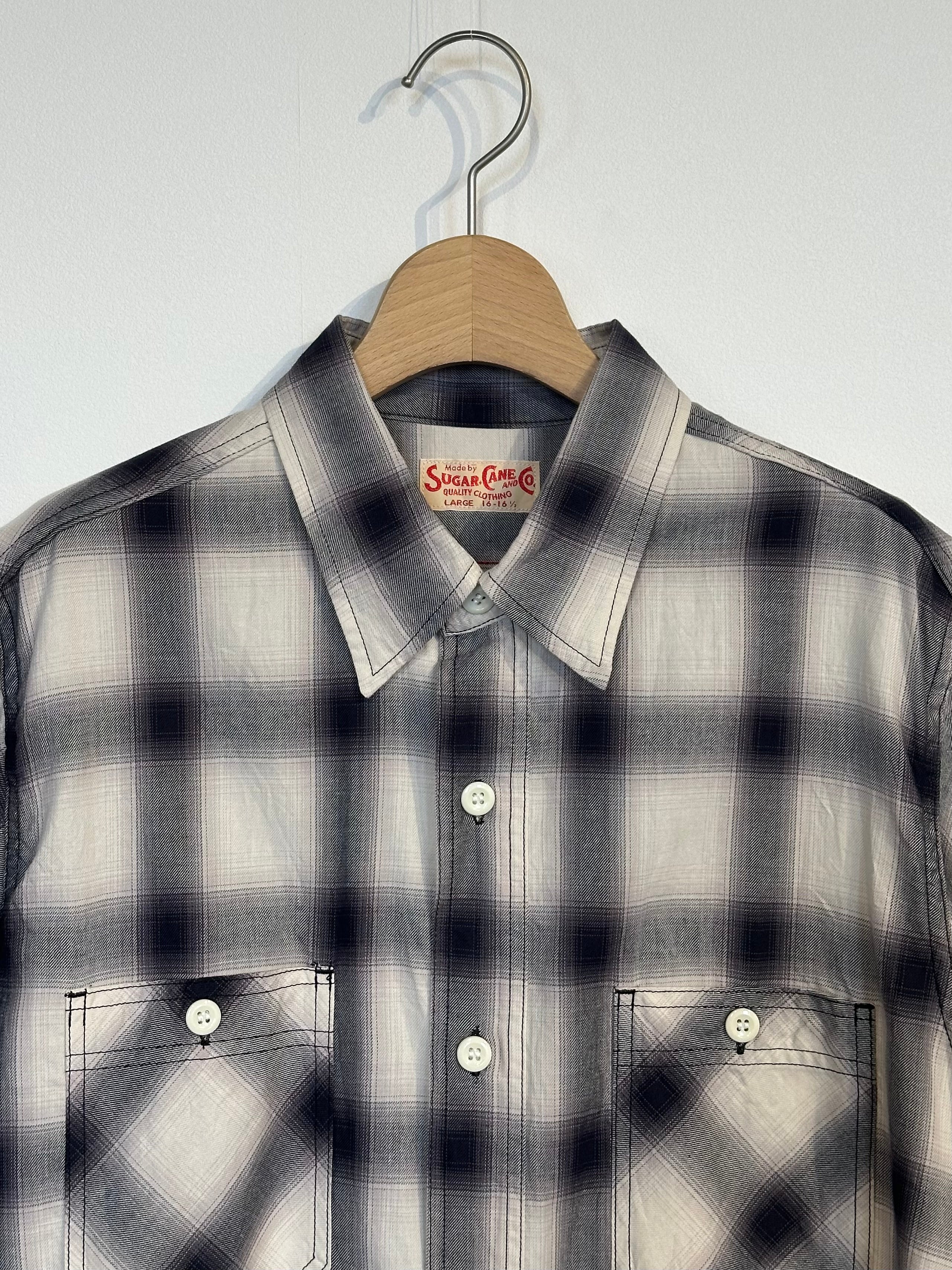 SUGAR CANE / OMBRE CHECK S/S WORK SHIRT