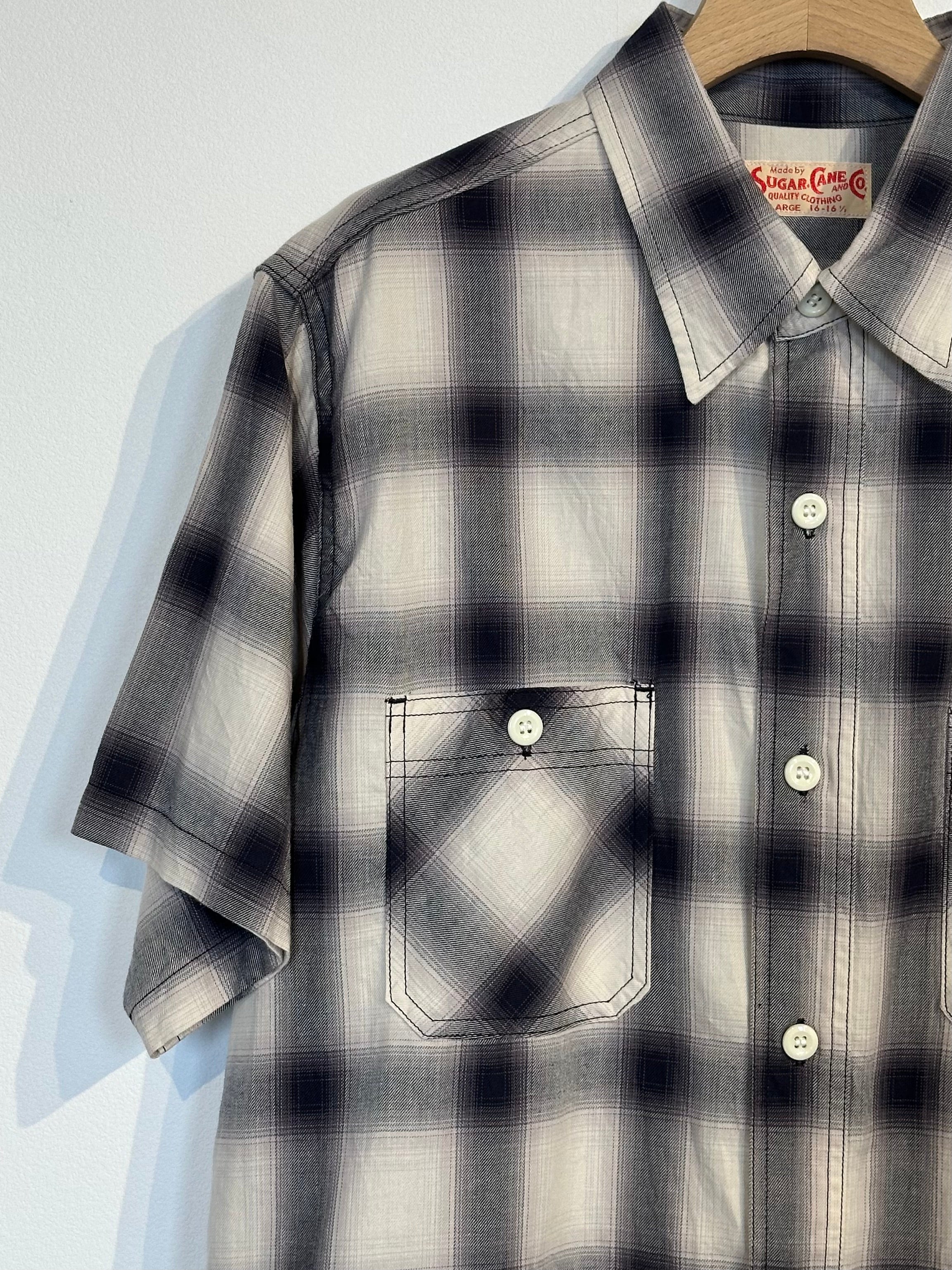 SUGAR CANE / OMBRE CHECK S/S WORK SHIRT