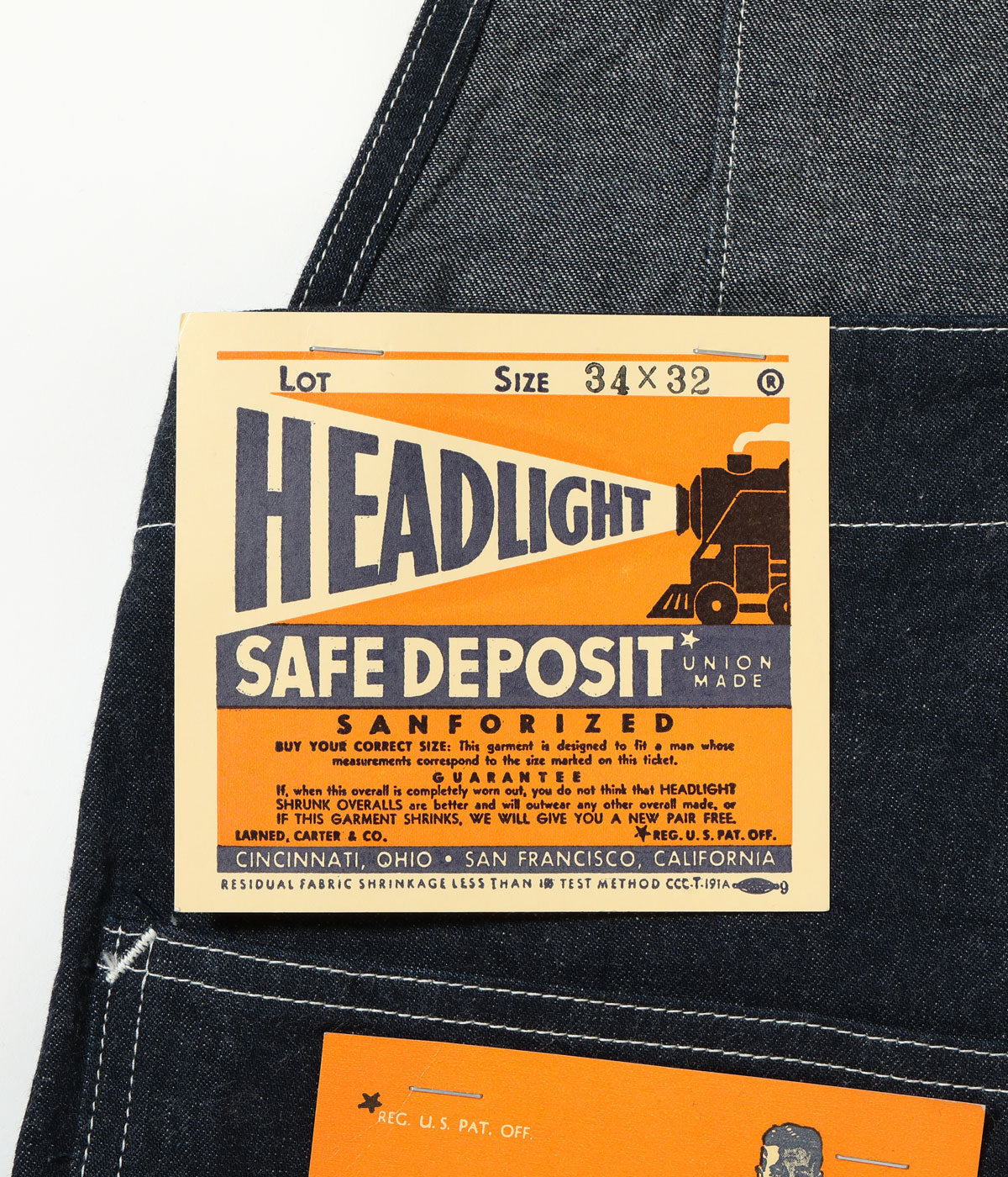 SUGAR CANE / Lot No. HD42554 / HEADLIGHT 11oz. BLUE DENIM LOW BACK OVERALLS