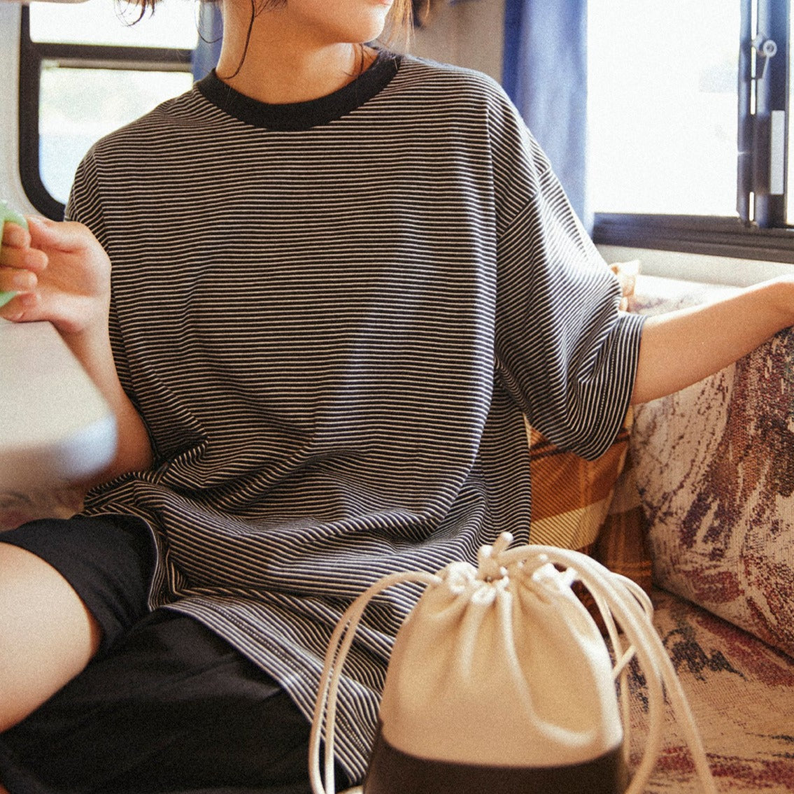 Healthknit / ナローボーダー クルーネック半袖Tシャツ