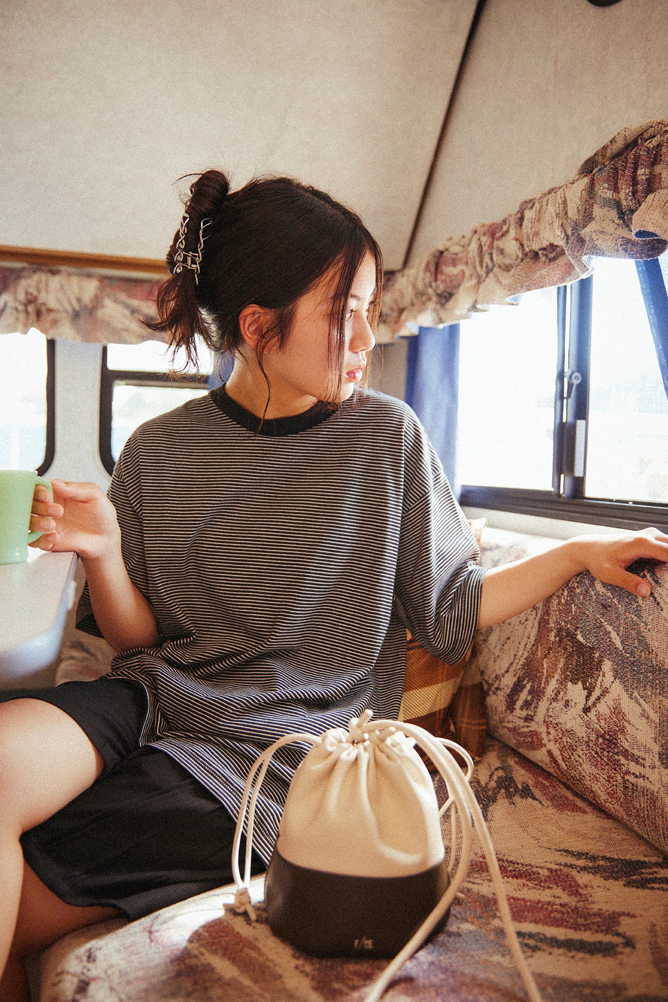 F/CE. / TECH LEATHER DRAWSTRING POCHETTE