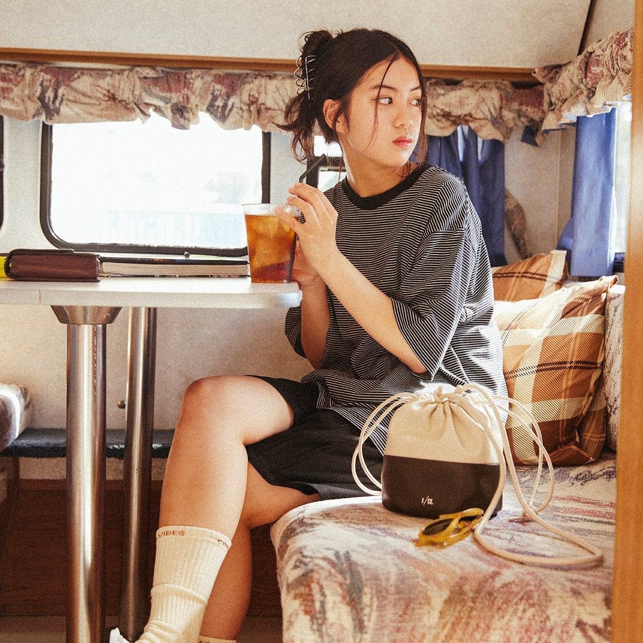 Healthknit / ナローボーダー クルーネック半袖Tシャツ