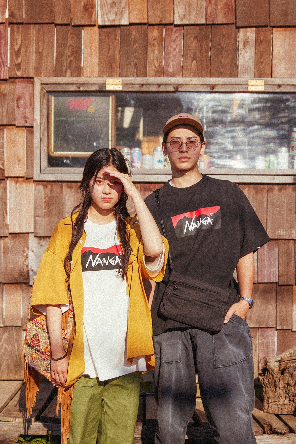 NANGA / ECO HYBRID BOX LOGO LOOSE FIT TEE