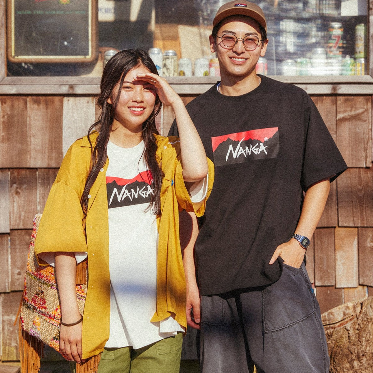 NANGA / ECO HYBRID BOX LOGO LOOSE FIT TEE