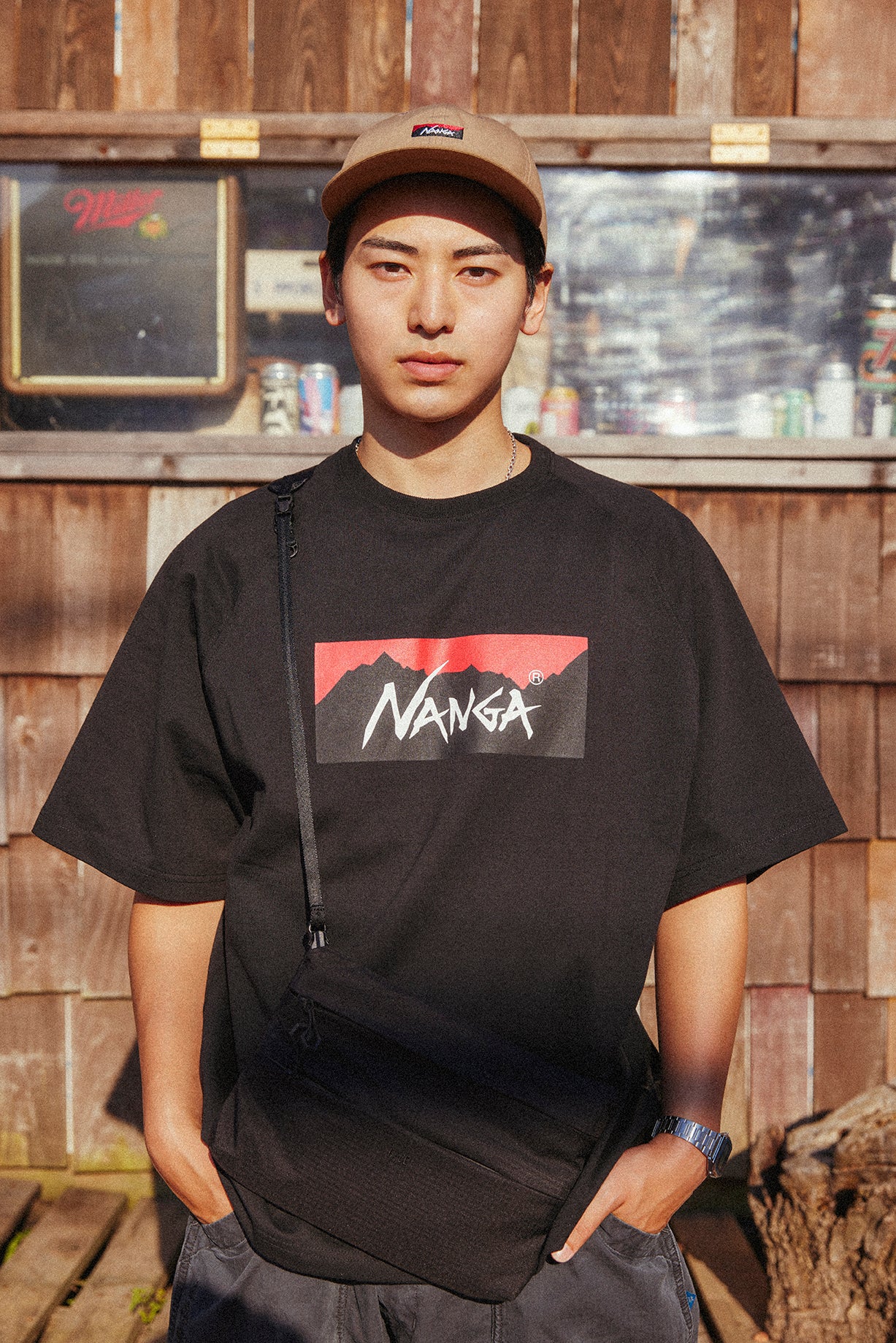 NANGA / ECO HYBRID BOX LOGO LOOSE FIT TEE