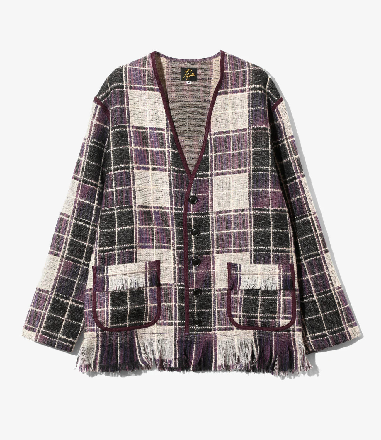 Needles / Fringe Cardigan-Wool Plaid