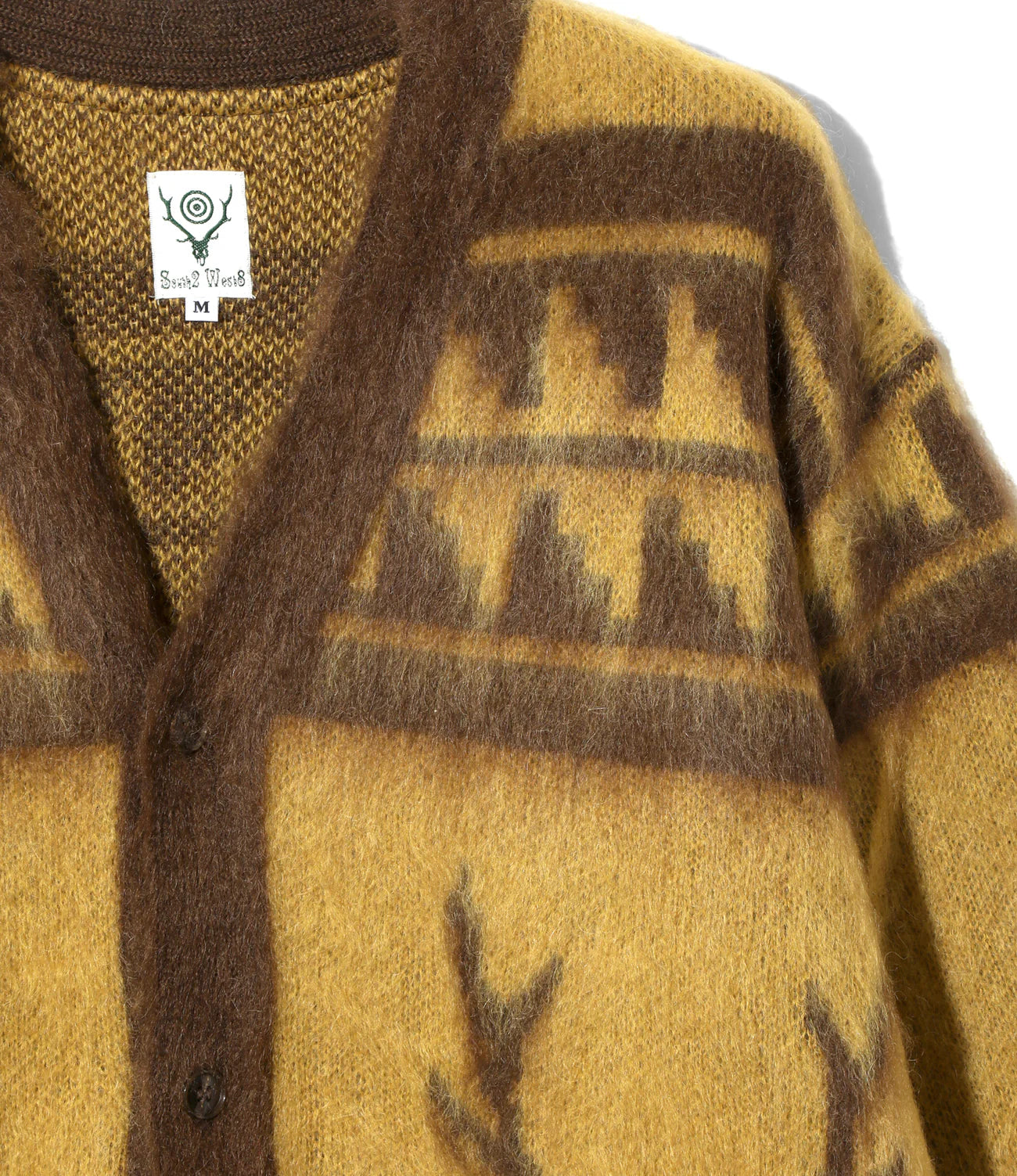 South2west8 / Mohair V Neck Cardigan Sweater - Nordic Skull