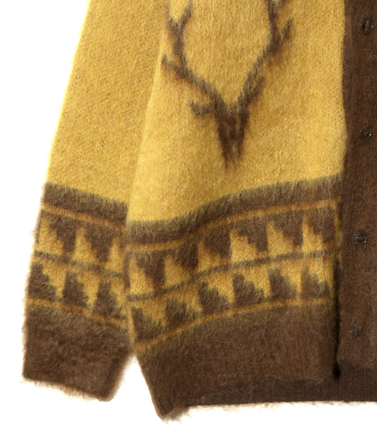 South2west8 / Mohair V Neck Cardigan Sweater - Nordic Skull