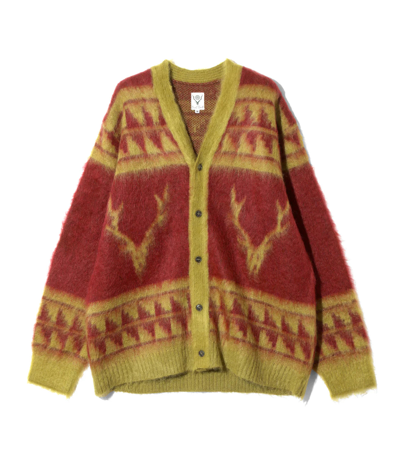 South2west8 / Mohair V Neck Cardigan Sweater - Nordic Skull