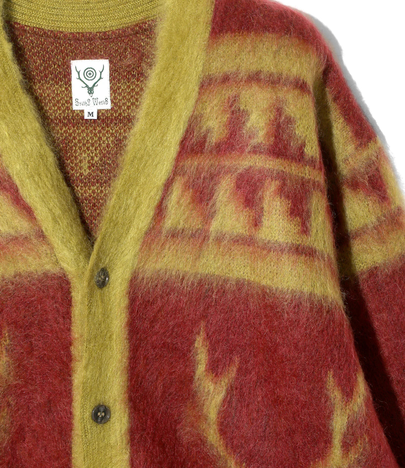 South2west8 / Mohair V Neck Cardigan Sweater - Nordic Skull