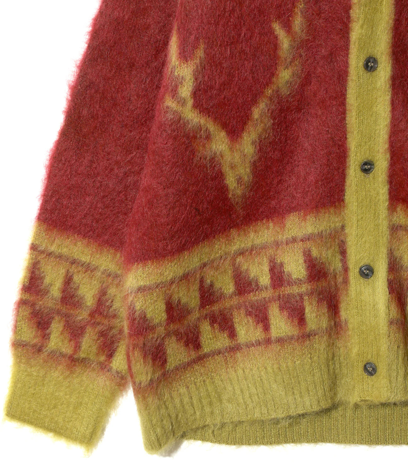 South2west8 / Mohair V Neck Cardigan Sweater - Nordic Skull