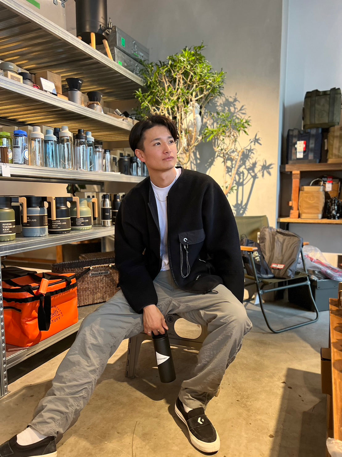 and wander / wool fleece cardigan