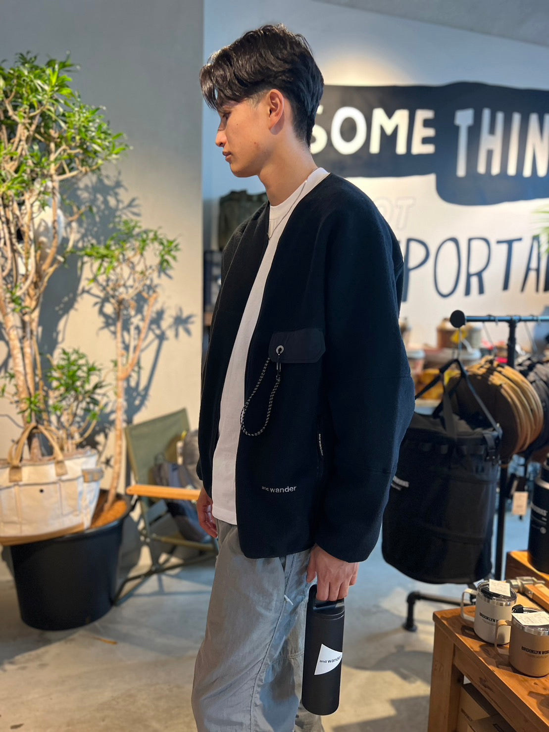 and wander / wool fleece cardigan